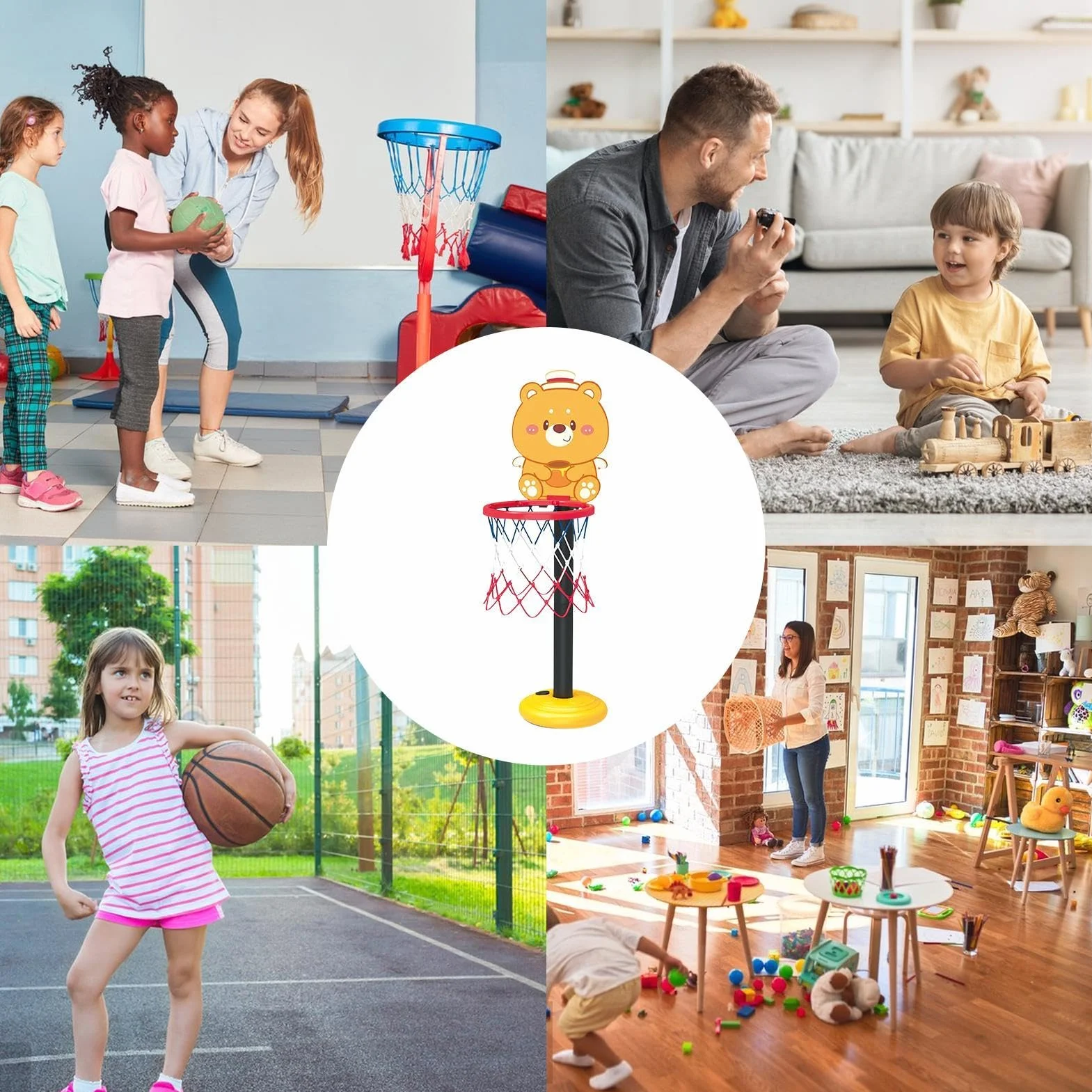 Kids Basketball Hoop, Indoor Game Sport Toy, Basketball Hoop Toys, Sport Early Education Toys, Basketball Hoop Indoor Toys, Easy To Use, Portable for Indoor Garden Play
