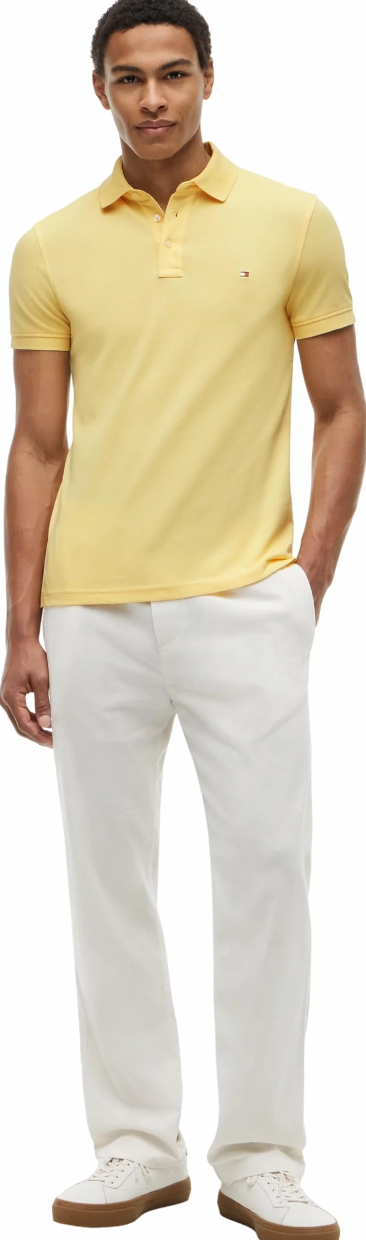 Tommy Hilfiger Męska koszulka polo z krótkim rękawem 1985 Slim Fit, Żółty (Citronella), L