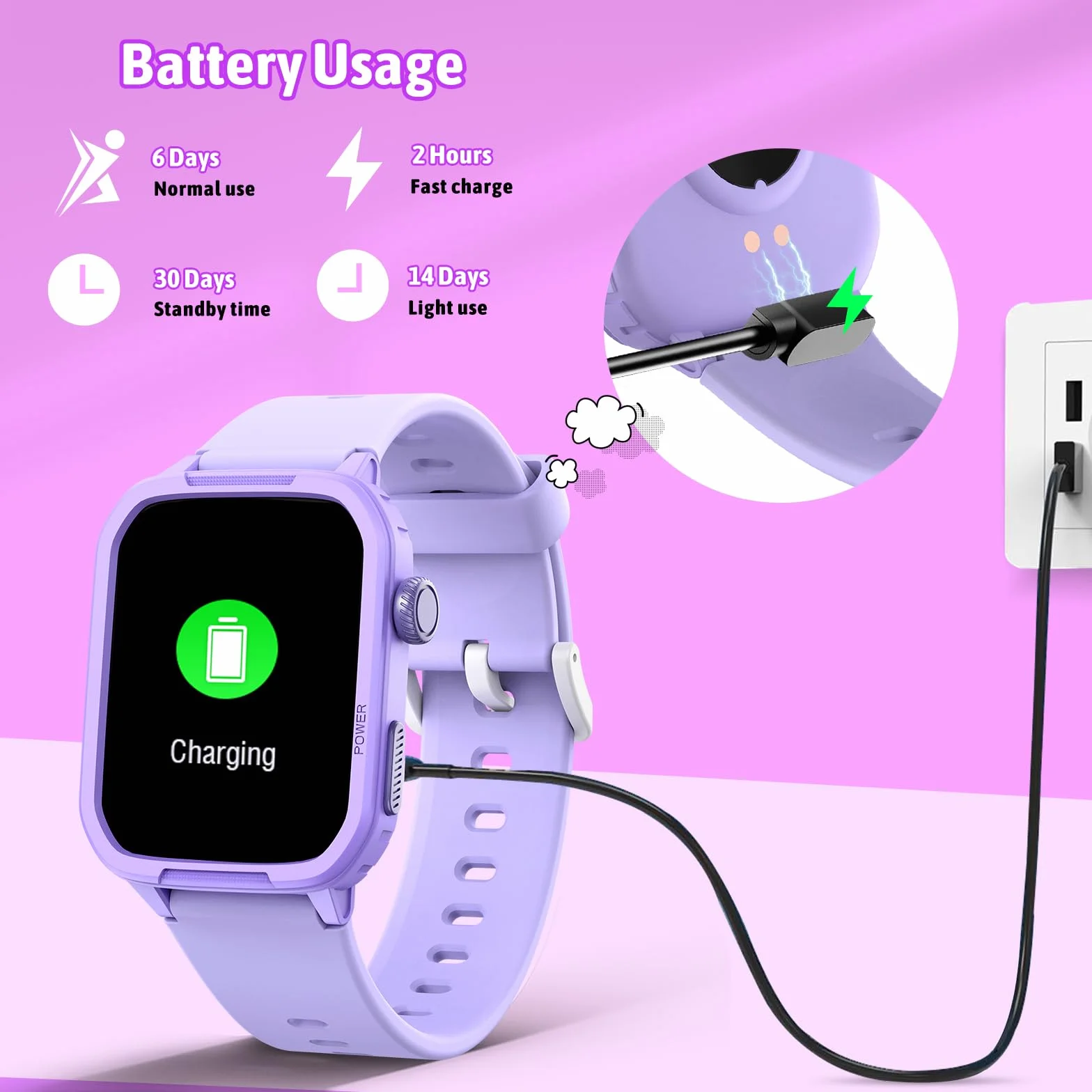 JOYELE Smartwatch dla Dzieci, Zegarek Fitness, Wodoodporny, 19 Sportów, Krokomierz, Budzik, Inteligentny Zegarek dla Dziewczynek i Chłopców, Prezent