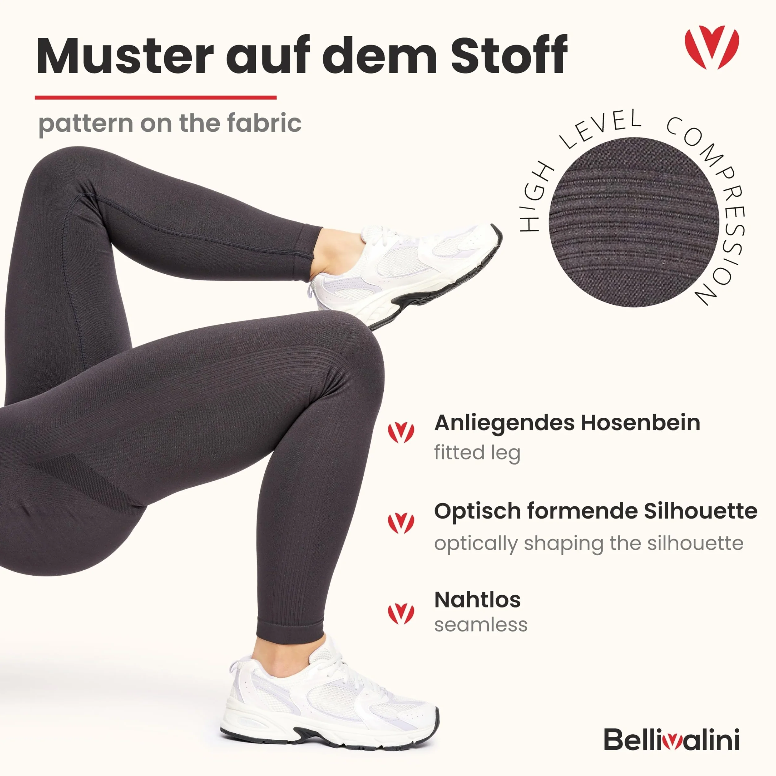 Bellivalini Legginsy damskie Push Up wysoki stan Sport Fitness BLV50-255