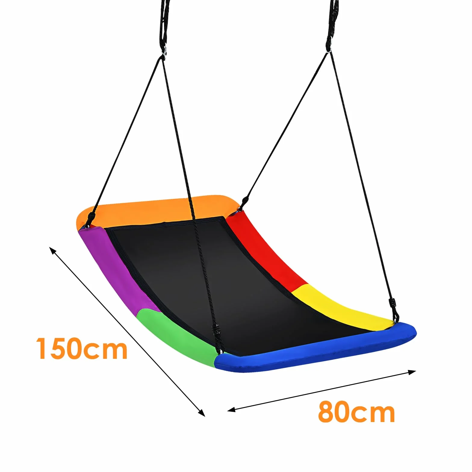 COSTWAY Huśtawka gniazdowa zakrzywiona, wytrzymałość do 150 kg, regulowana lina 120-180 cm, huśtawka wisząca, huśtawka na drzewo, huśtawka ogrodowa wieloosobowa dla dzieci i dorosłych (kolorowa)