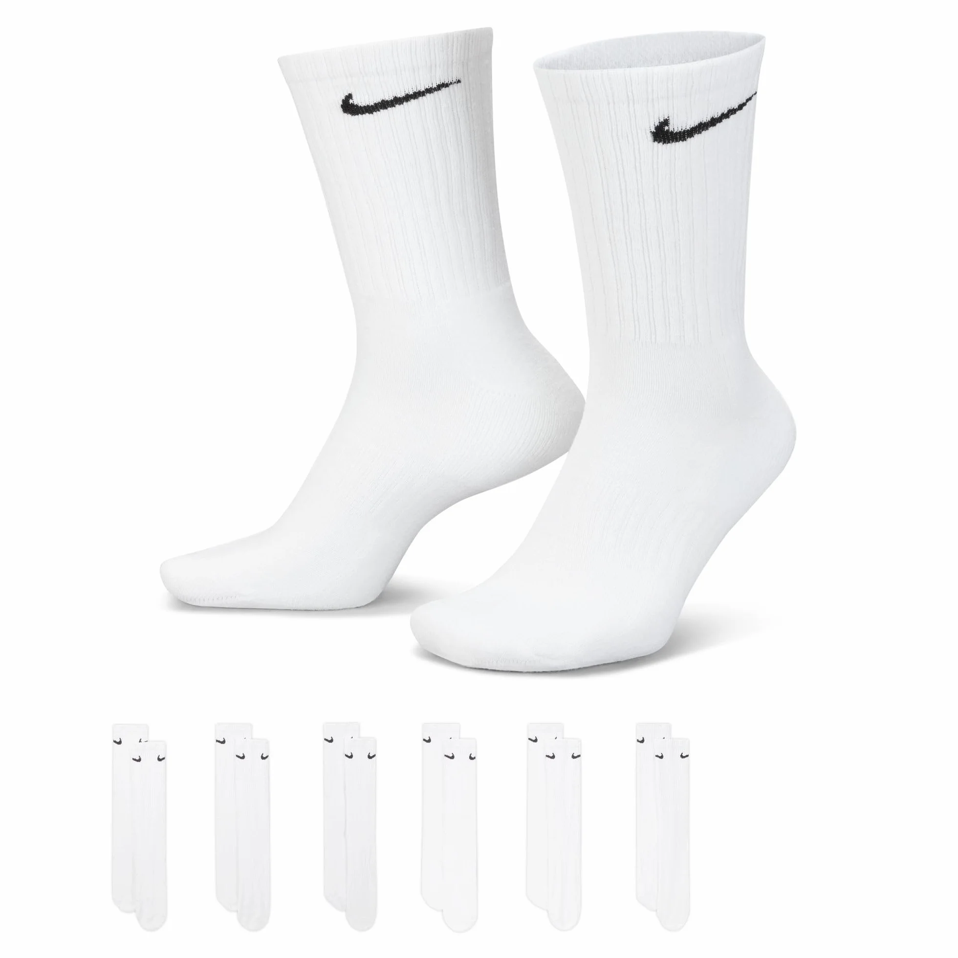 NIKE Męskie skarpety treningowe na co dzień 6 par, białe/czarne, L