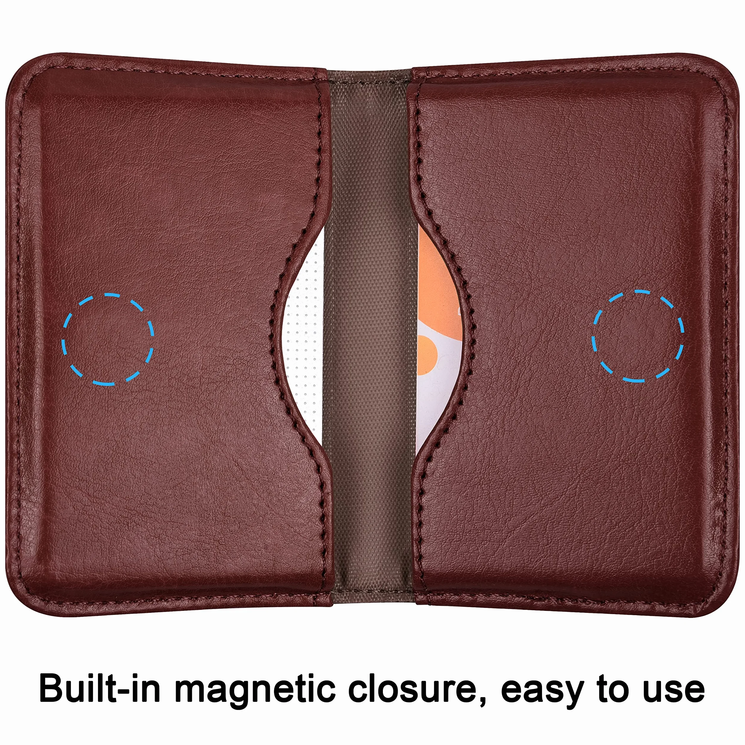 wisdompro Etui na wizytówki, dwustronne etui na wizytówki ze skóry PU, z zamknięciem magnetycznym, dla mężczyzn i kobiet, ultracienkie, Brązowy, 6.7 x 10.2 x 1.65 cm, Nowoczesny