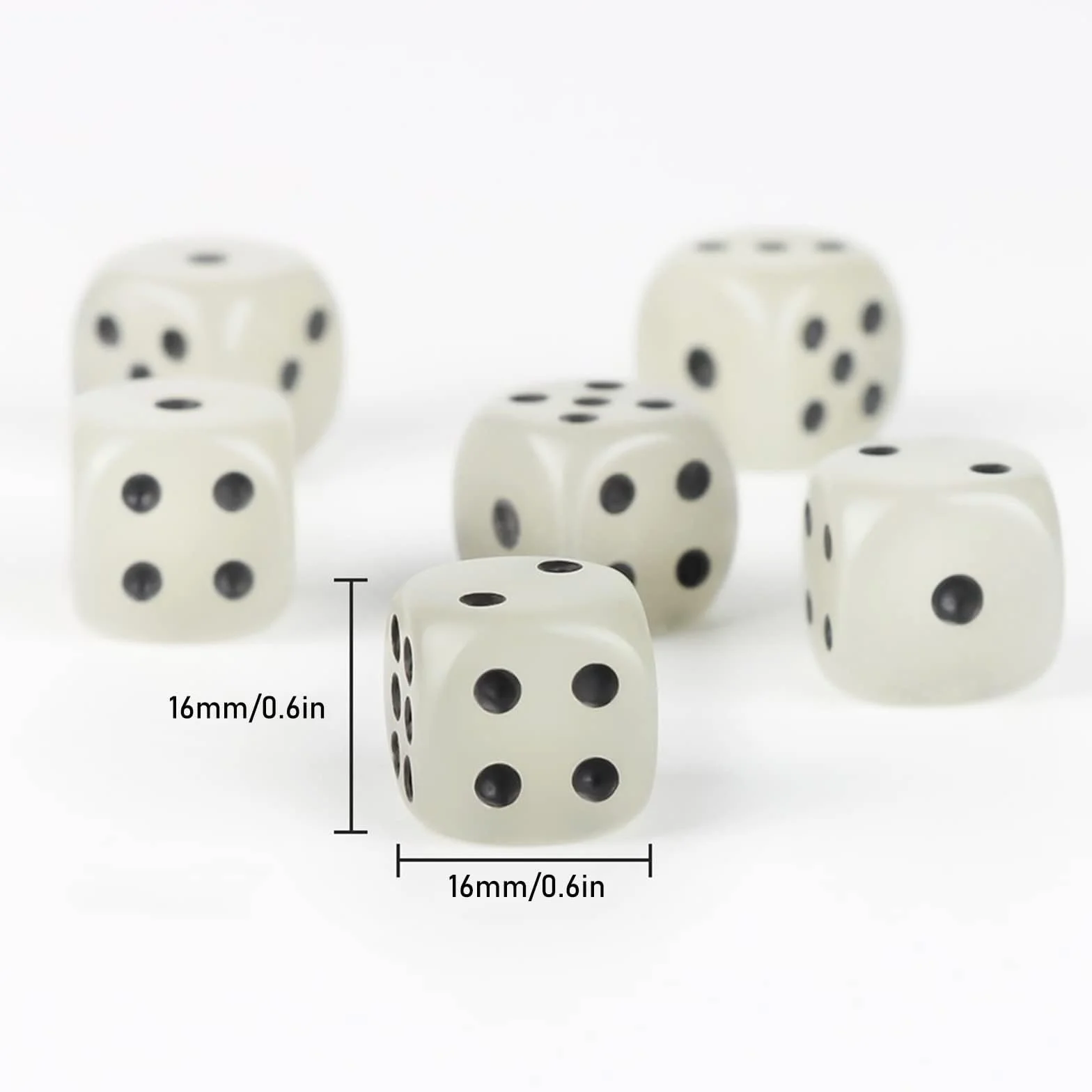 Kości D6 - Zestaw 30 Szt. 6-Stronnych Kości, 16 mm, Standardowe Do Gry, Okrągłe, Świecące W Ciemności - Do Nauczania Matematyki, Spotkań Rodzinnych, Na Wakacje