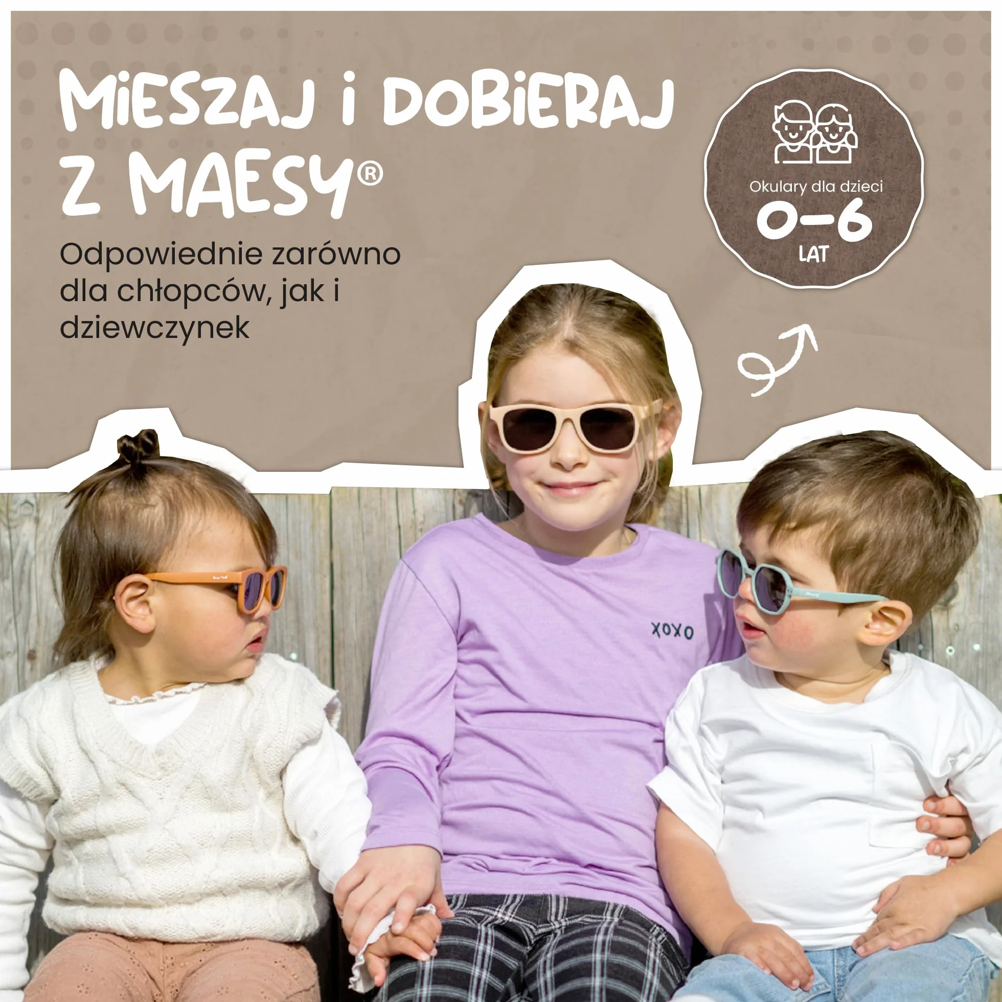 dziecięce okulary przeciwsłoneczne Bowi - 1-3 lata - elastyczne - regulowana gumka - ochrona polaryzacyjna UV400 - maluch i przedszkolak - chłopcy i dziewczynki - okrągłe