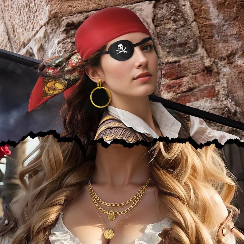 Zestaw akcesoriów do kostiumu pirata z akcesoriami kapitana, pas do szarfy, opaska na oczy, kotwica, łańcuszek do średniowiecznego renesansowego kostiumu pirata, impreza halloweenowa