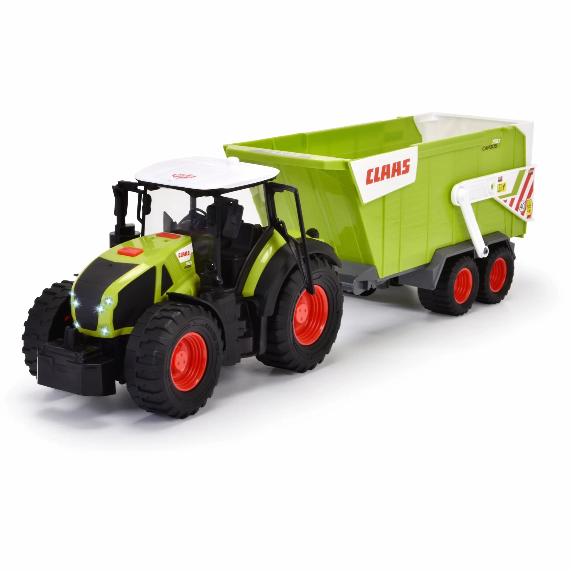 Dickie Toys 203739004ONL CLAAS Licencjonowany Traktor z przyczepą 64 cm, duży pojazd rolniczy, światło i dźwięk, ciągnik z ruchomymi elementami, zabawa w rolnika, prezent dla dzieci od 3 lat