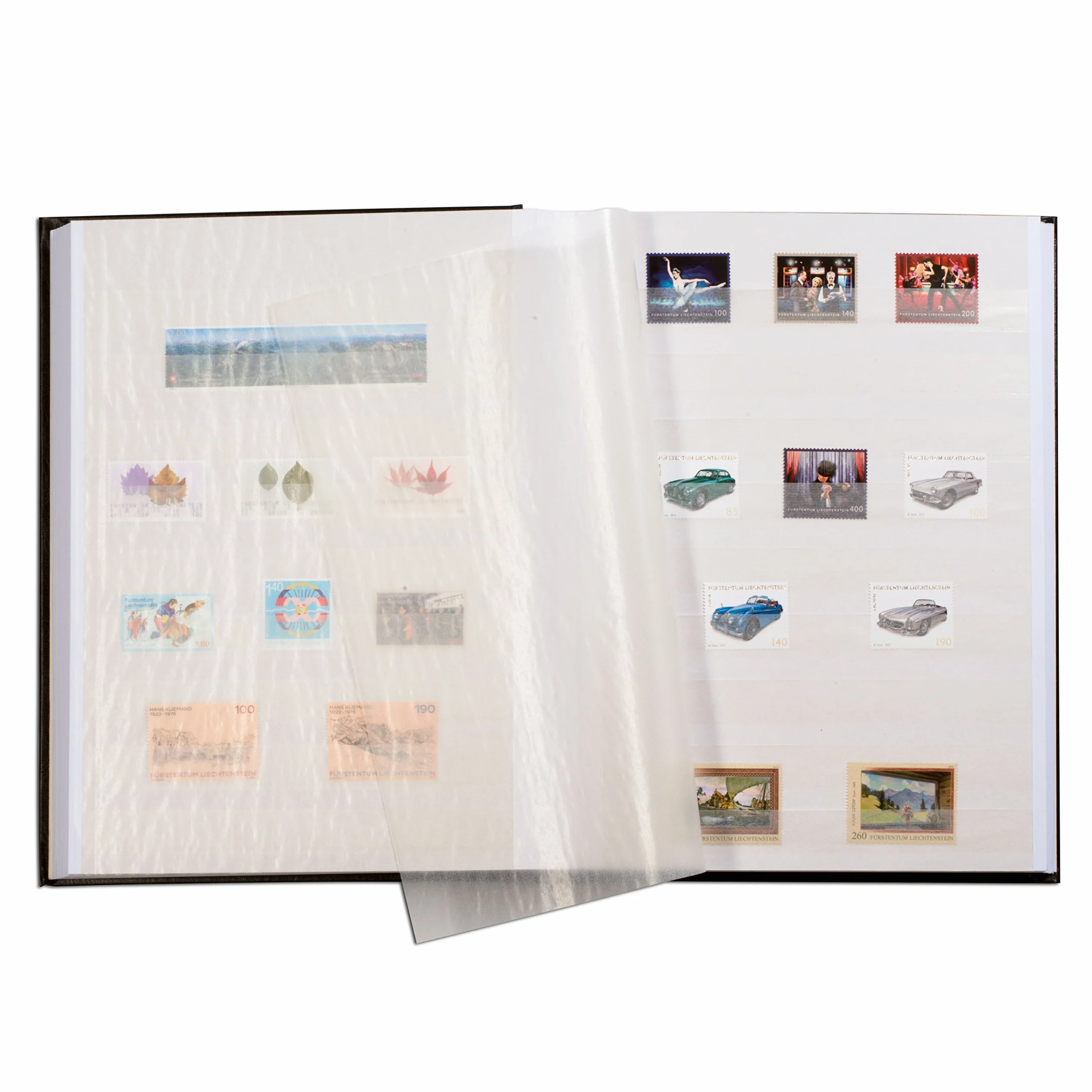 Leuchtturm Album do kolekcjonowania znaczków pocztowych, segregator Comfort, DIN A4, 64 białe strony, watowana okładka, czarna