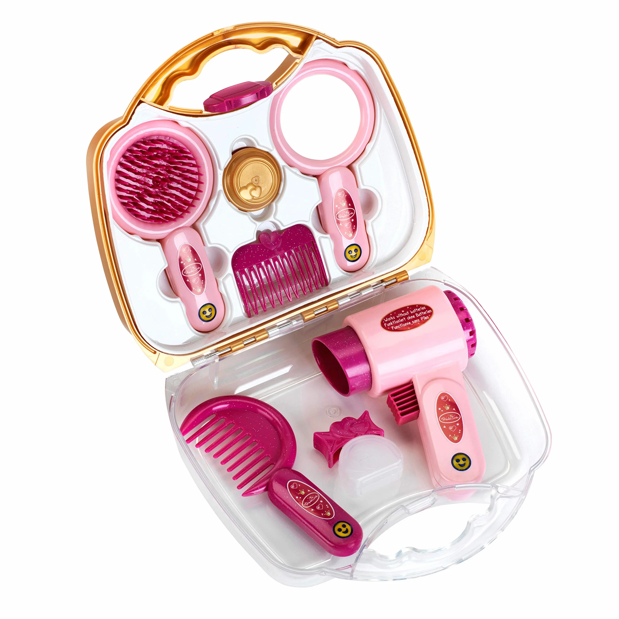 Theo Klein 5273 Princess Coralie Hairdressing Case I With hairdryer, extensive styling Accessories, mirror, brush and much more I Toys for Children Aged 3 and over