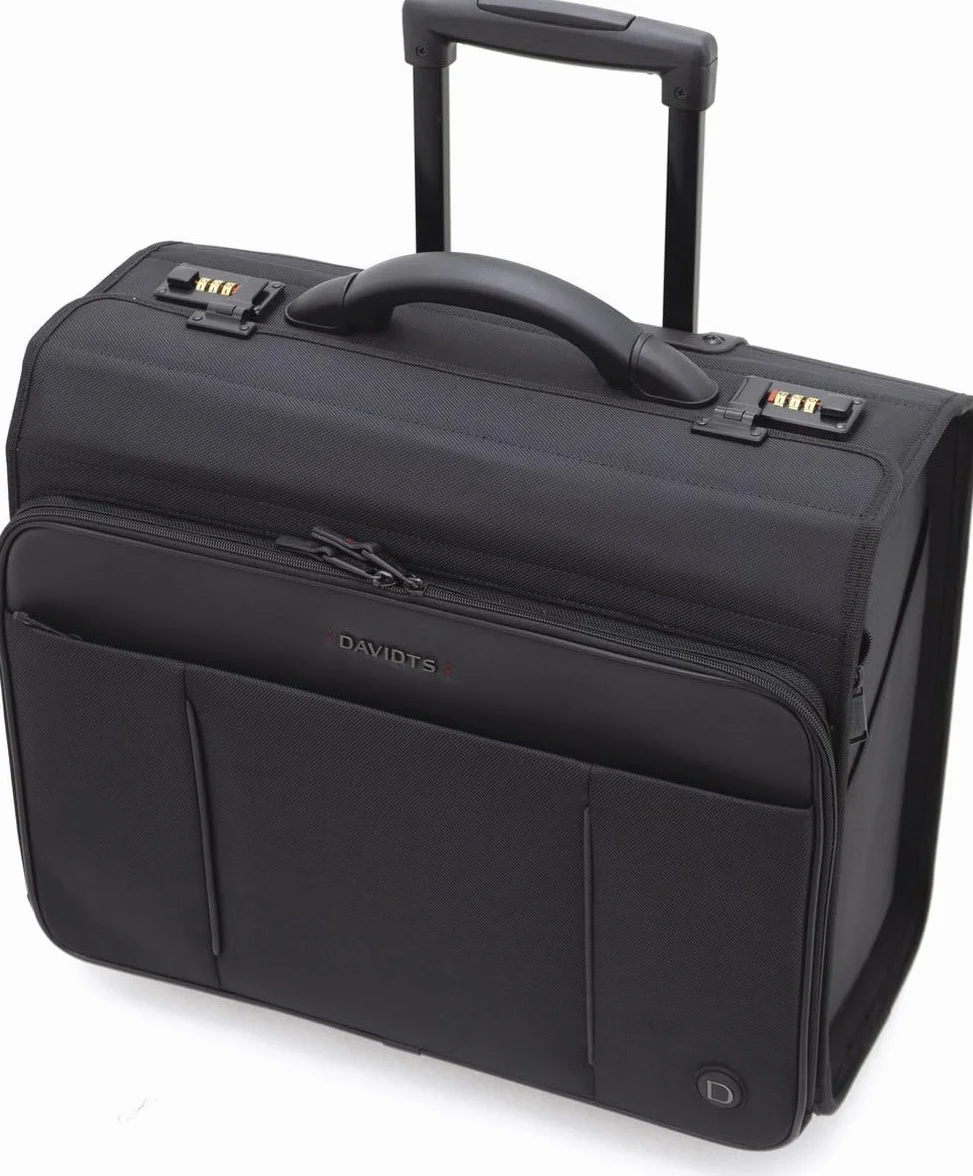 Davidt's Pilot Case Trolley 263113, czarna - walizka bagażowa z kieszenią na laptopa (43.2 cm), poliester, Czarny, Trolley Modell 1, Etui pilota