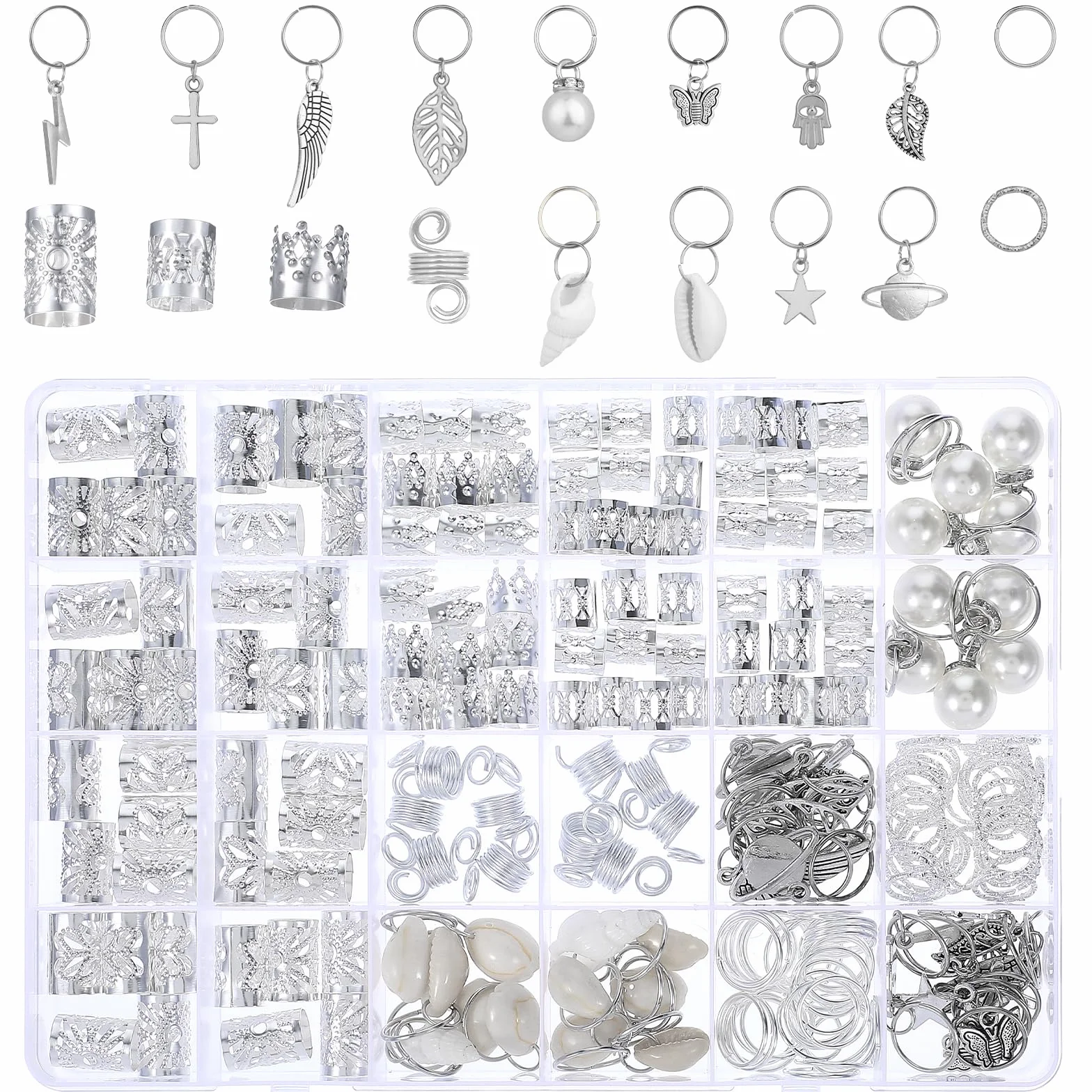 230 szt. złota biżuteria do warkoczy, biżuteria do włosów, dredy, metalowe złote warkocze, pierścionki, spinki do mankietów, regulowane mankiety, warkocze, akcesoria do dredów, klipsy, pierścienie