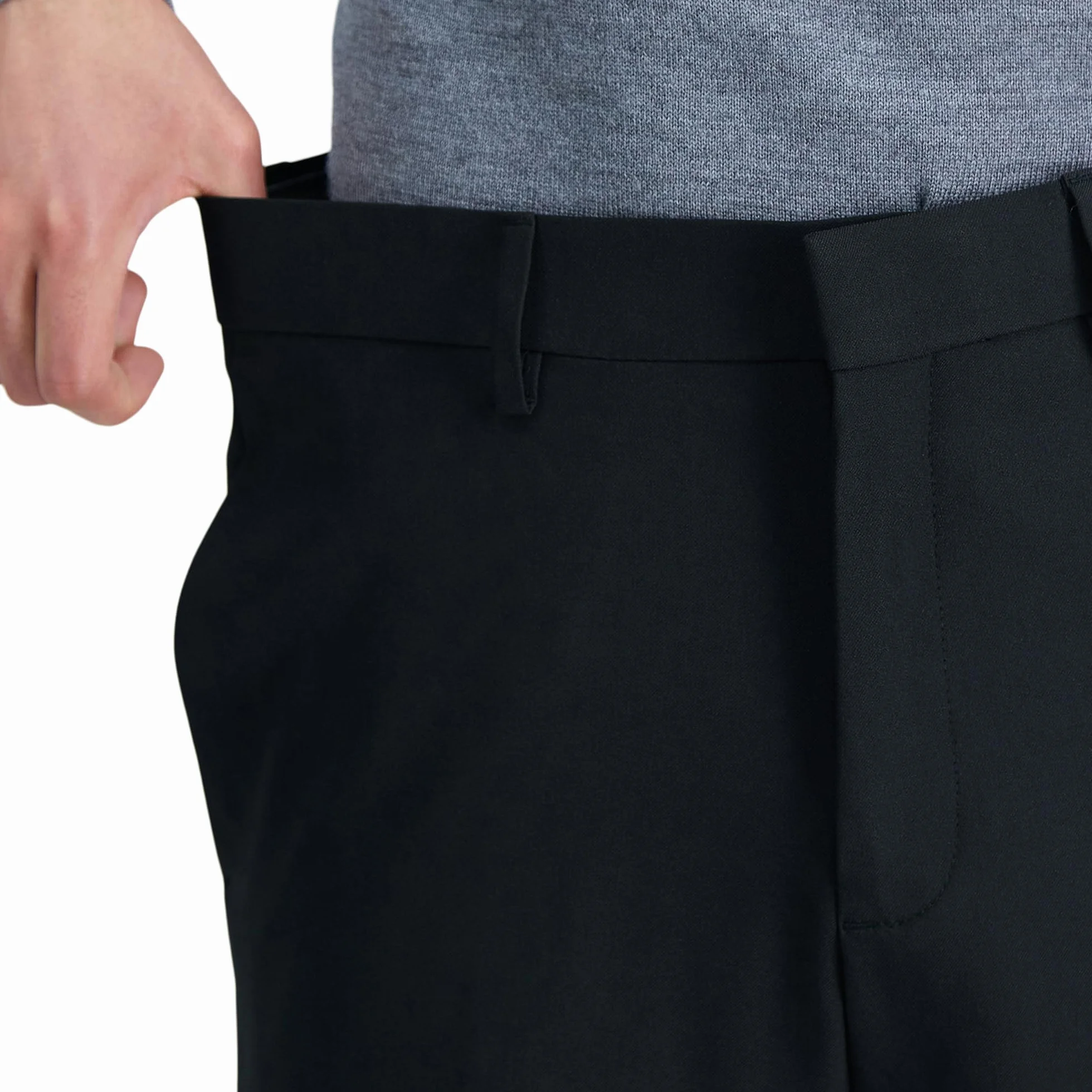 Haggar Premium Comfort Straight Fit Flat Front Dress Pant - Garnitur — spodnie Mężczyźni