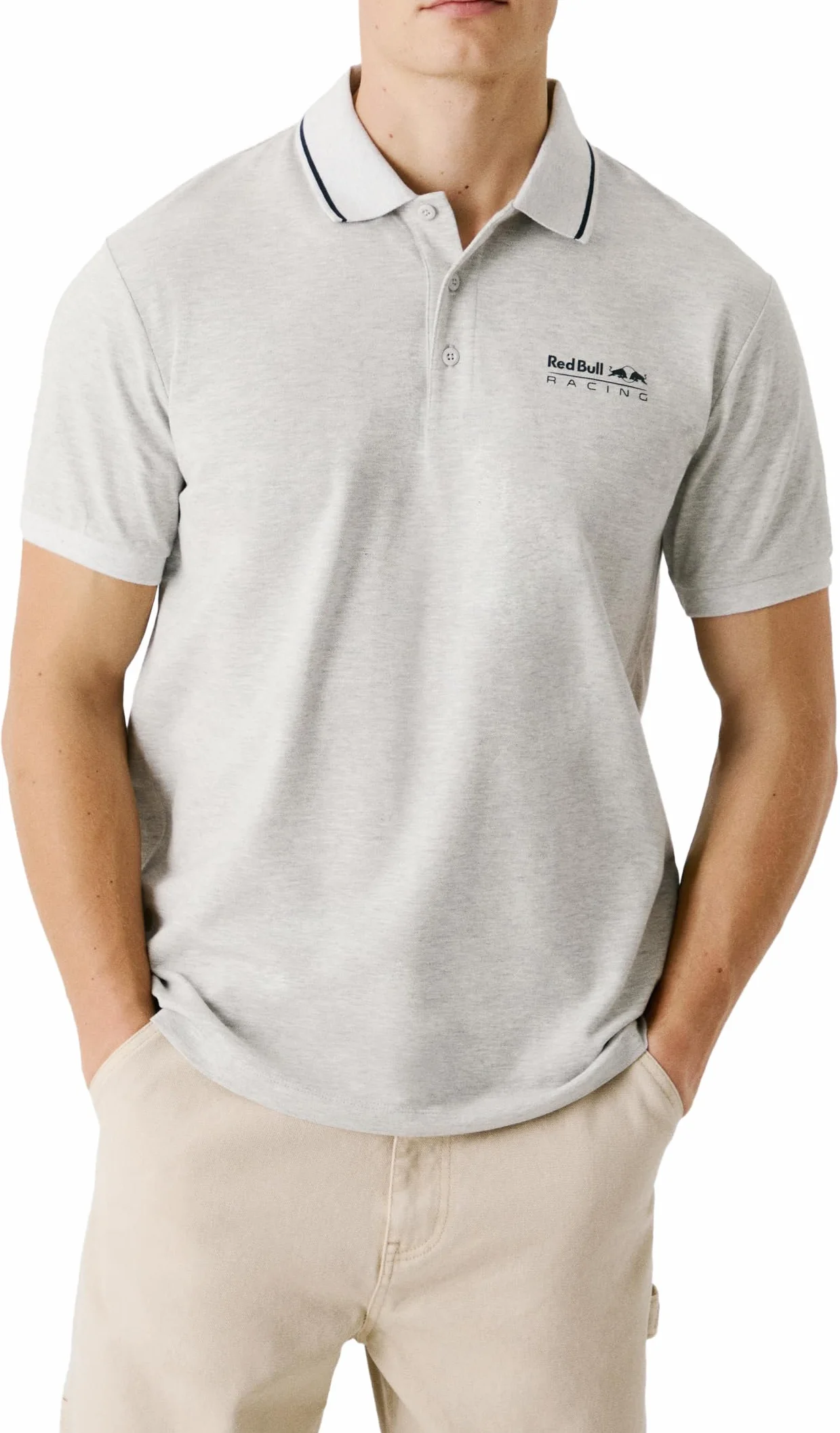 PEPE JEANS męska koszulka polo z logo z końcówkami, szara (MARL GREY), M, Szary (Marl Grey), M