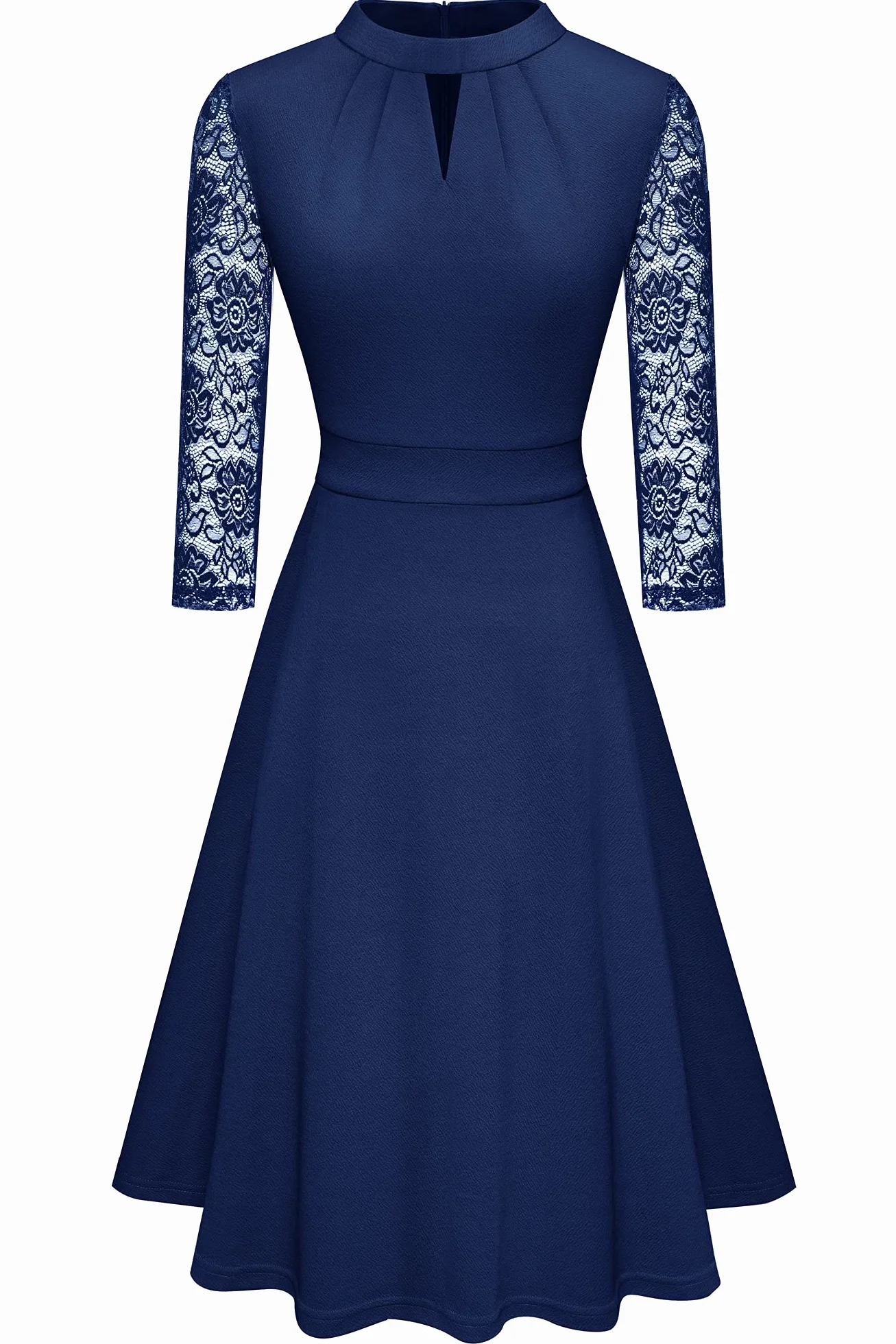 HOMEYEE A234 elegancka damska sukienka koktajlowa z wycięciem, z koronką, do swingu, w stylu retro, na imprezę