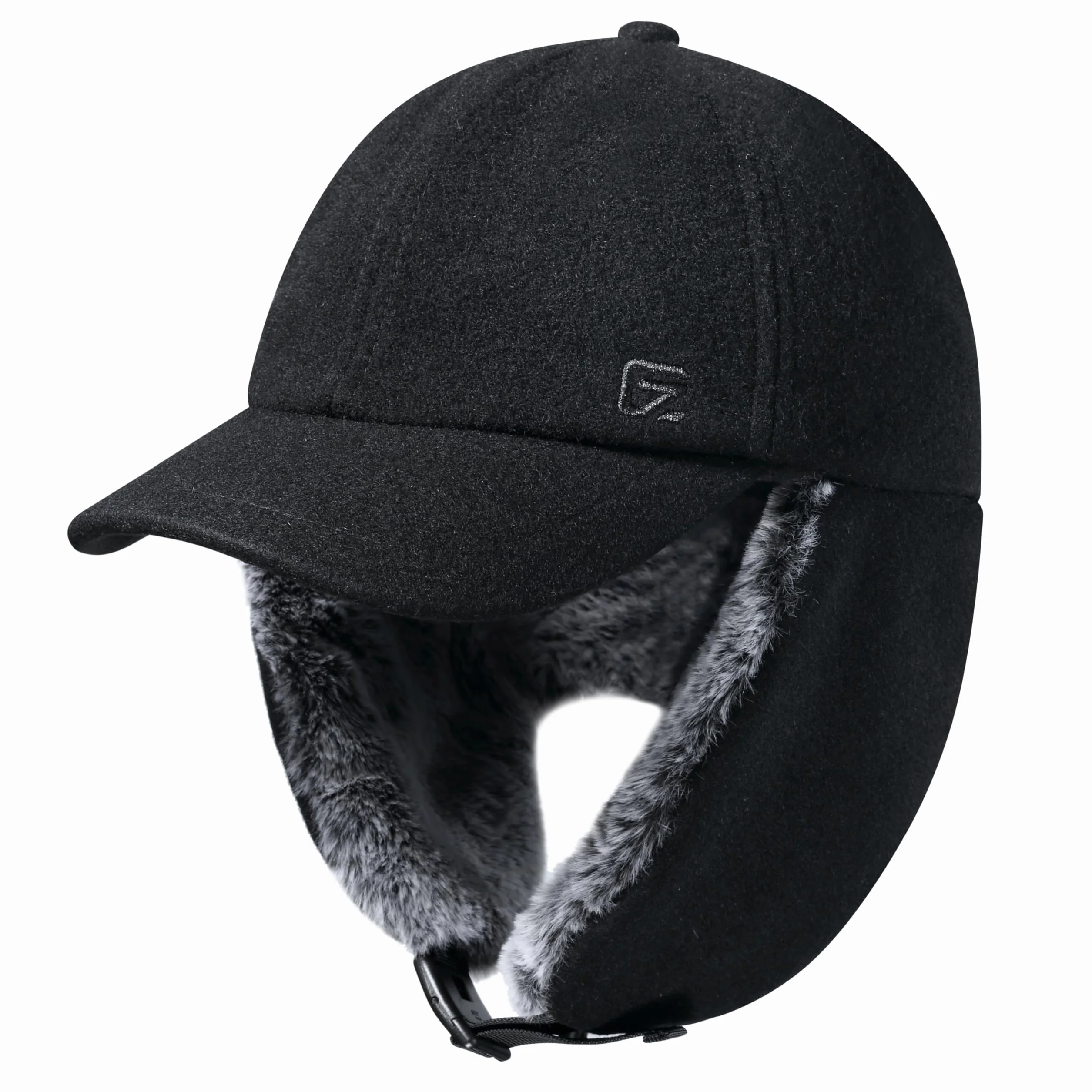 GADIEMKENSD Zimowa wełniana czapka baseballowa unisex z klapkami na uszy ze sztucznego futra, czapka traperska z odblaskową linią