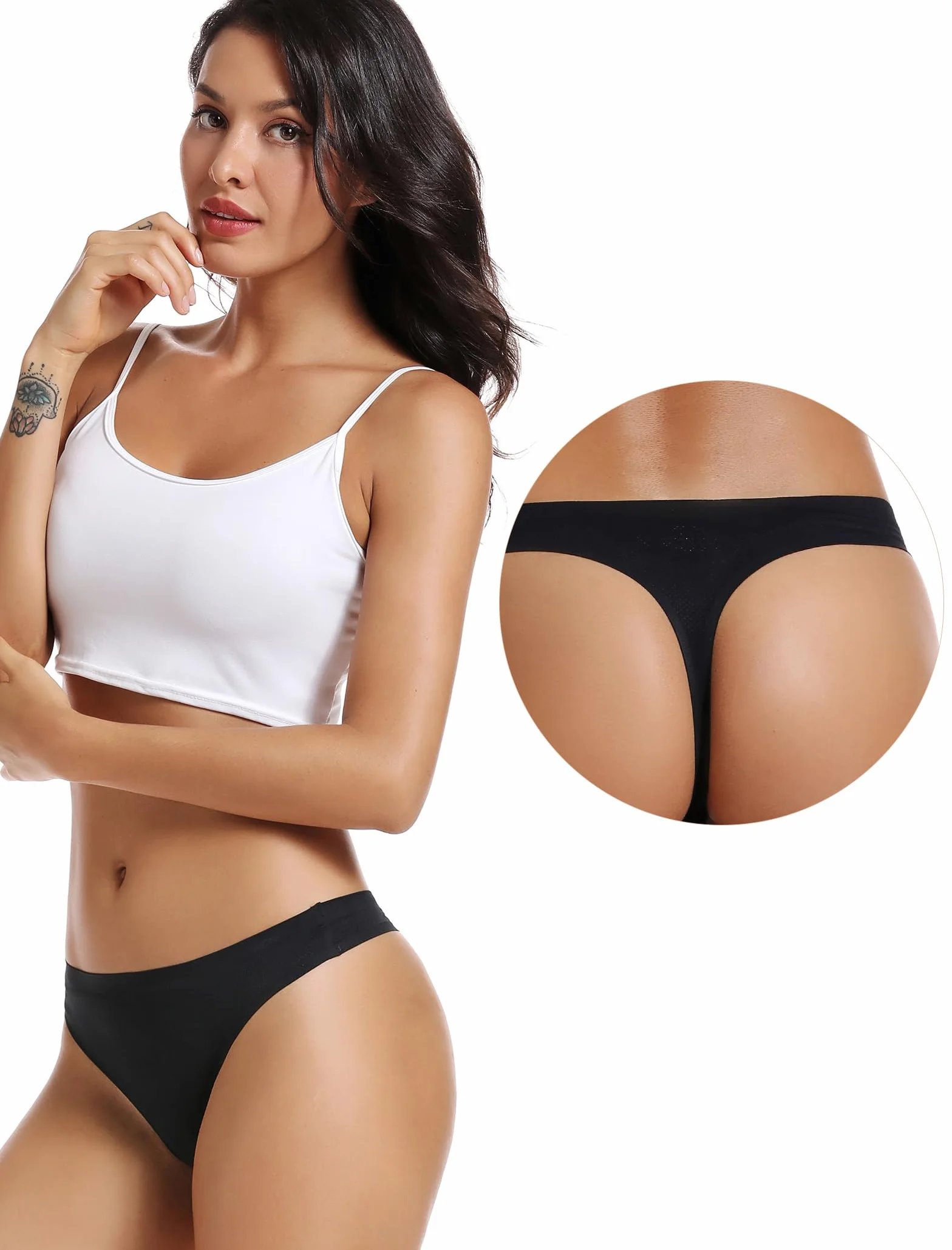 Voenxe Stringi Majtki Damskie Bezszwowe,Damska Bielizna Figi Wielopak,Seamless Women Underwear Thong Panties,Bezszwowa Brazylijskie Z Mikrofibry Wielopak Dla Kobiet,OddychająCe,RozciąGliwe,5 Sztuk