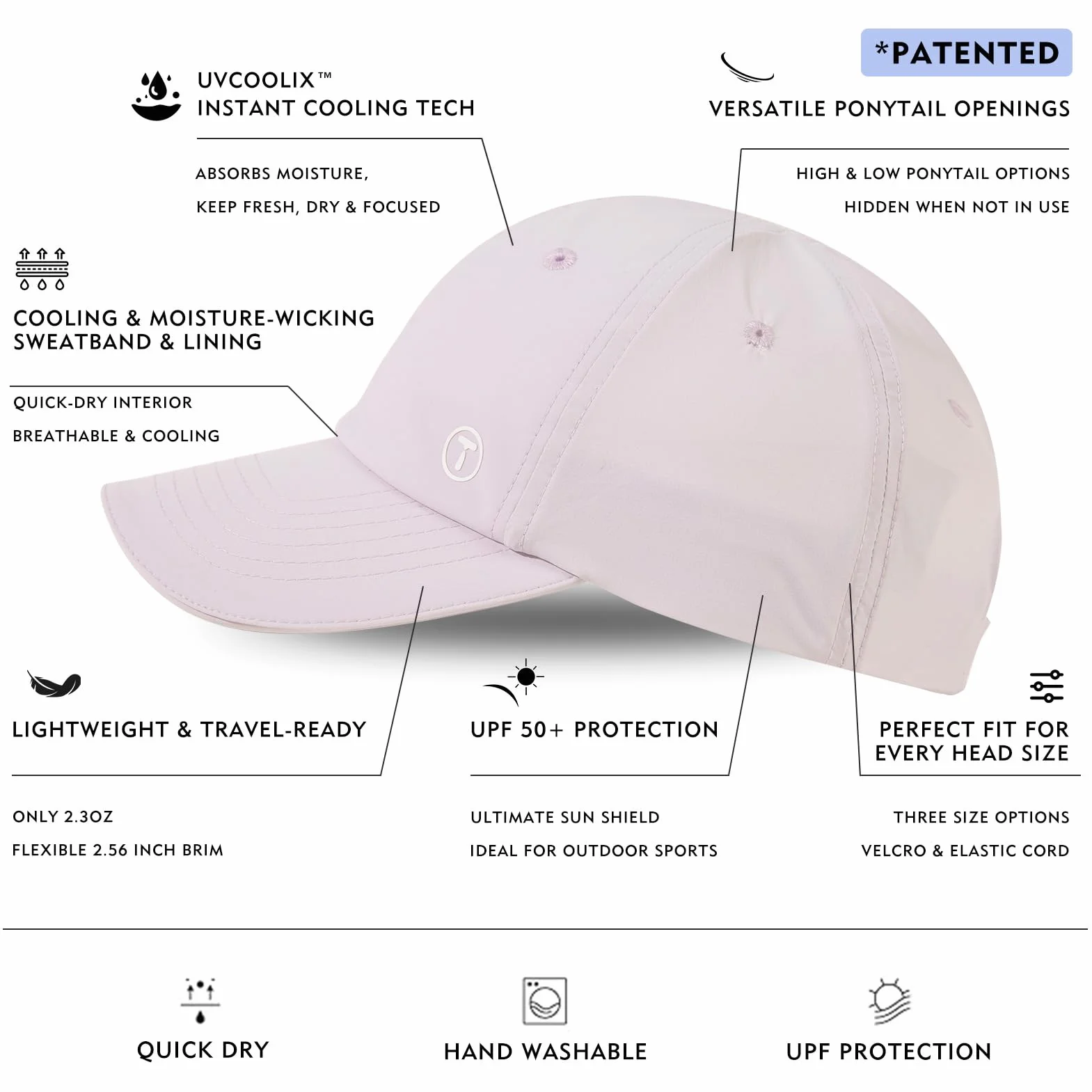 TOP-EX ChicPony™ czapka z daszkiem damska, koński ogon, UVCoolix™ ochrona przed promieniowaniem UV 50 letnia czapka, lekka czapka dla kobiet