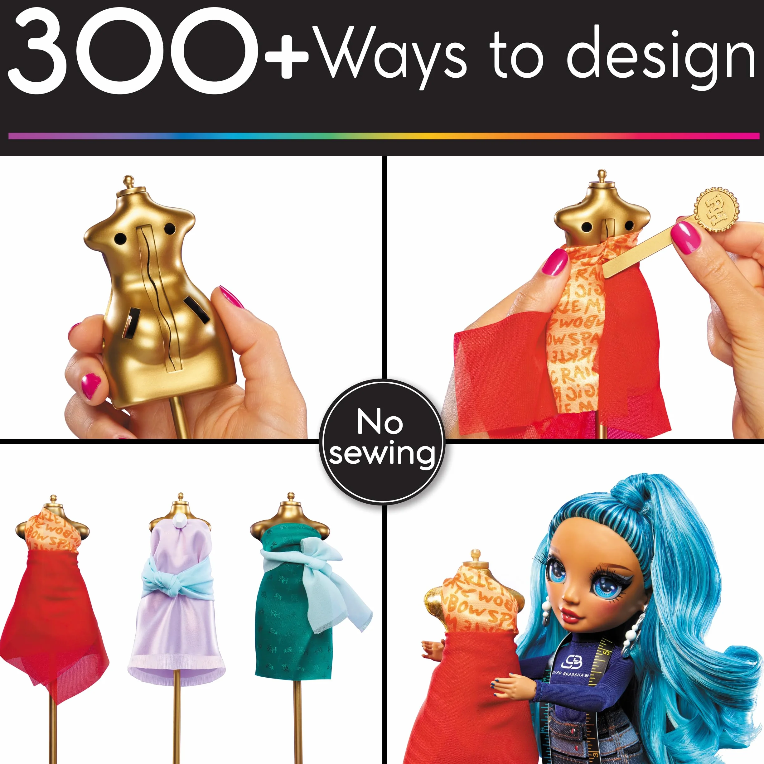 Rainbow High Dream & Design Fashion Studio Playset - Zestaw do Zabawy w Projektanta Mody z Lalką Skyler Bradshaw i Zestawem do Projektowania bez Szycia - Dla Dzieci w Wieku 4-12 Lat i Kolekcjonerów
