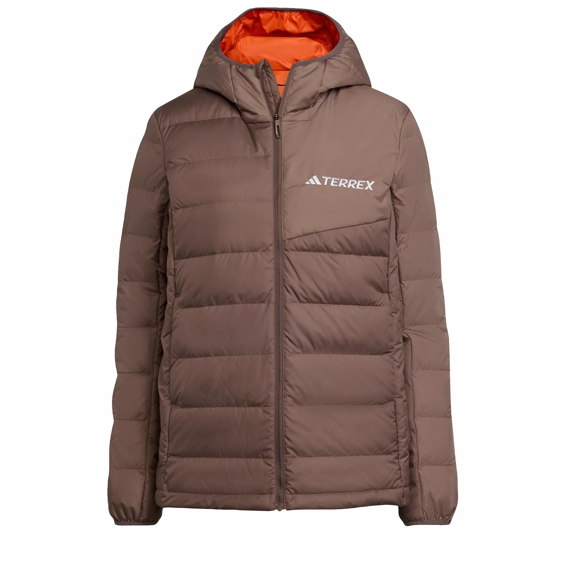 adidas dames Terrex Multi Light Down CLIMAWARM Hooded Jacket, Earth Strata/Trace Brown, S