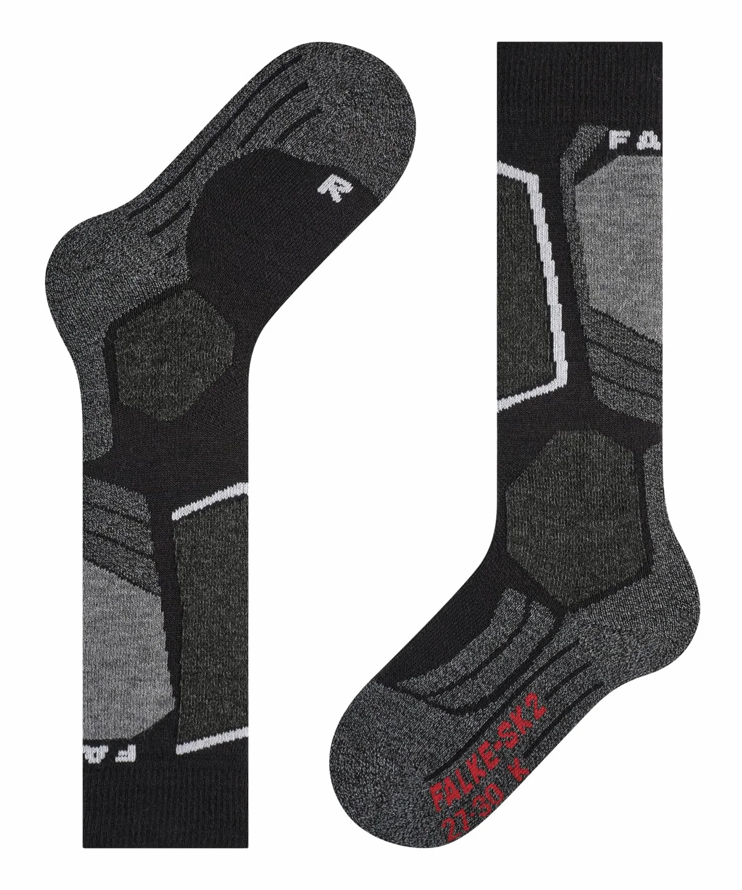 FALKE Uniseks - dzieci Skarpety narciarskie SK2 Intermediate K Kh Wełna ciepłe grube 1 Para, Czarny Black-Mix 3010, 31-34