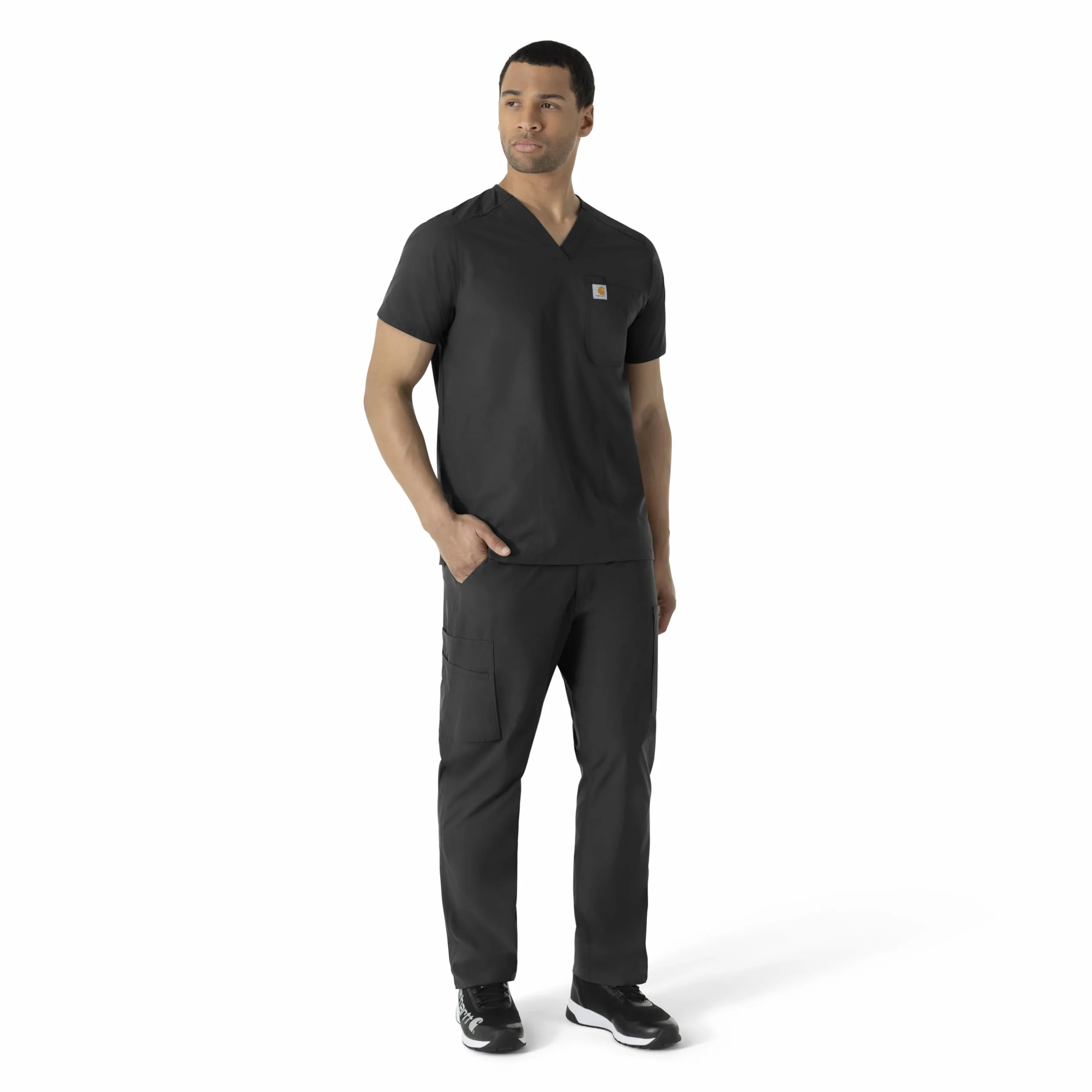 Carhartt Scrubs C16113 Force® Modern Fit V-Neck Top - Medium Regular - Black