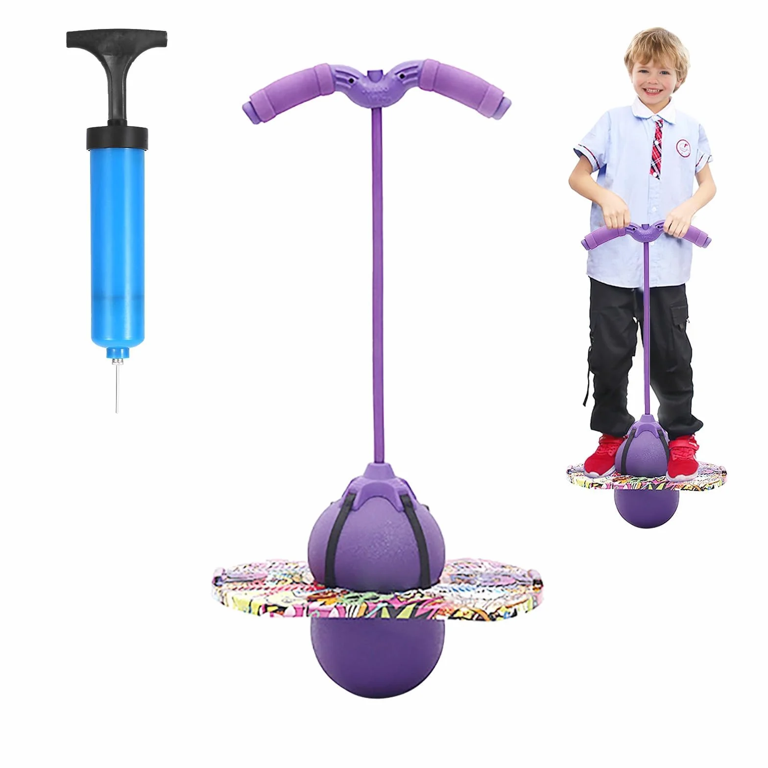 MeYuxg Kijek pogo dla dzieci, piłka do skakania dla dzieci z uchwytem, nośność 100 kg, drążek do skakania dla dzieci i dorosłych, sprzęt sportowy do treningu równowagi, sportu, odchudzania i spalania