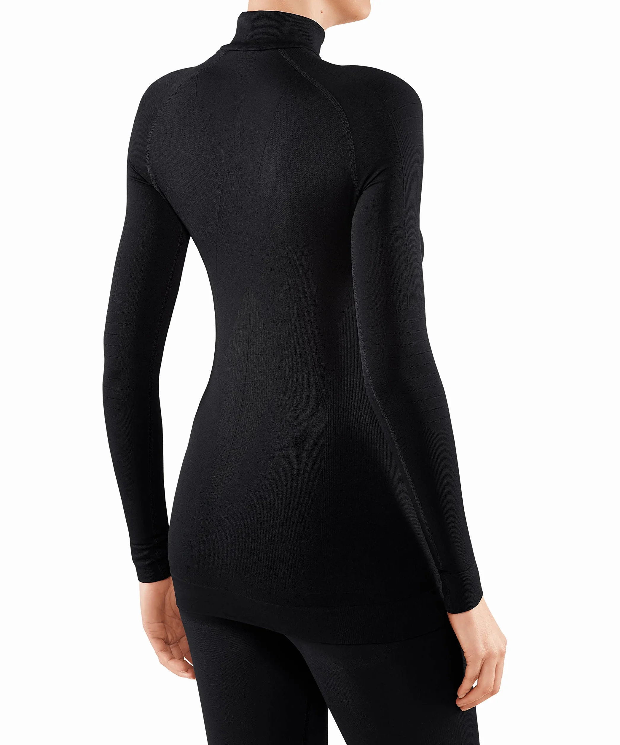 FALKE Kobiety Warstwa podstawowa (góra) Maximum Warm High Zip Neck W L/s Sh Termoaktywny, Oddychający i Szybkoschnący szybkoschnące ciepłe 1 Sztuka, Czarny Black 3000, S
