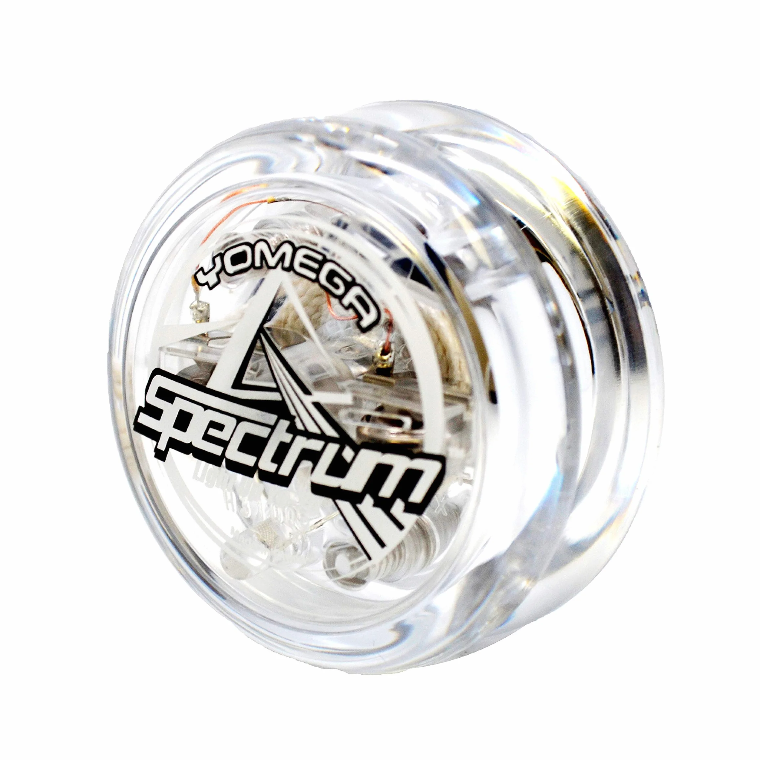 Yomega Spectrum – Świecąca kula ognia Transaxle YoYo ze światłami LED dla średniozaawansowanego, zaawansowanego i Pro Level Trick Play + dodatkowe 2 struny i 3-miesięczna (przezroczysta)