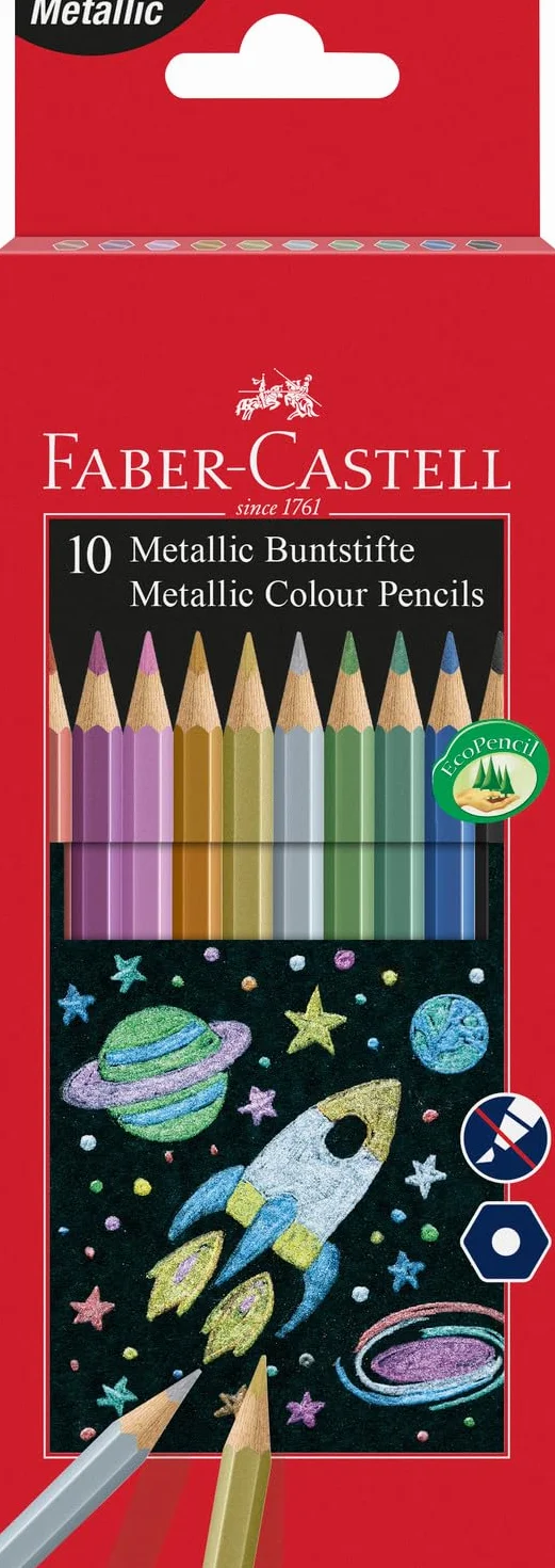 FABER-CASTELL 205068 - Zestaw oBówków metalicznych i pastelowych, 20 sztuk, nieBamliwe, dla dzieci i dorosBych