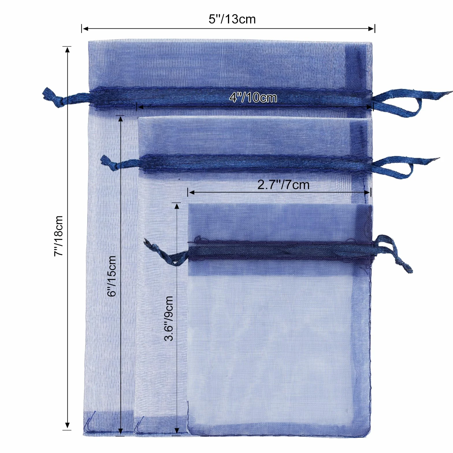 G2PLUS Ciemnoniebieskie woreczki z organzy, 10 x 15 cm, prezenty z organzy, 100 sztuk woreczków z organzy ze sznurkiem ściągającym, jako ślubne torebki na cukierki, woreczek na biżuterię, woreczek na