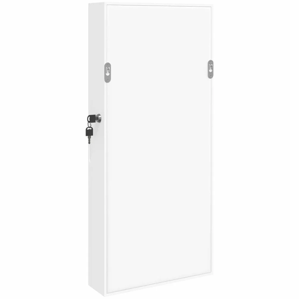 vidaXL Wisząca szafka na biżuterię, z lustrem, biała, 30x8,5x67 cm, lustro podświetlane, szafka łazienkowa z lustrem, szafka łazienkowa z lustrem i oświetleniem