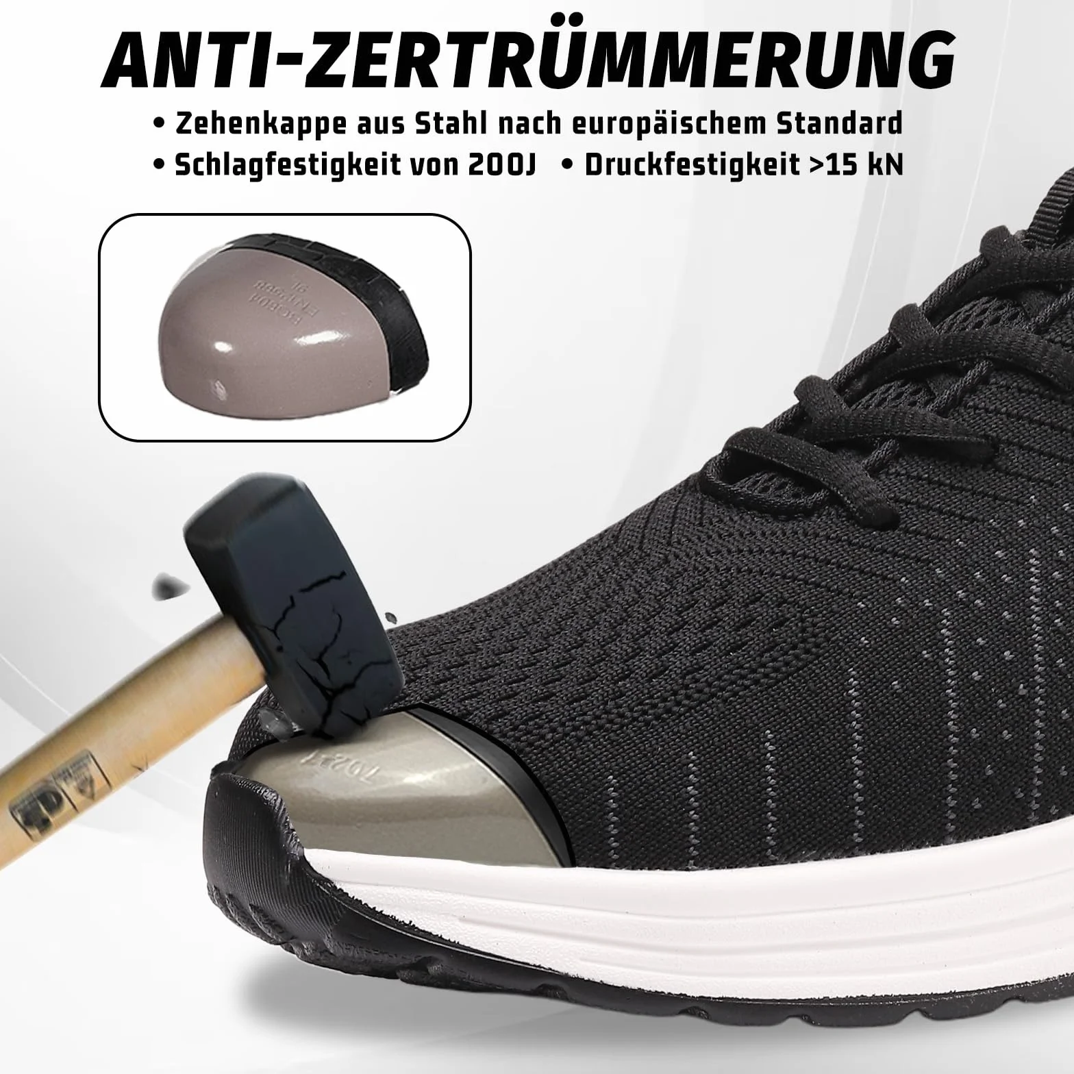 Furuian Męskie buty ochronne, lekkie, stalowe noski, buty sportowe dla mężczyzn, kobiet, wygodne buty ochronne, poduszka powietrzna, oddychające trampki robocze