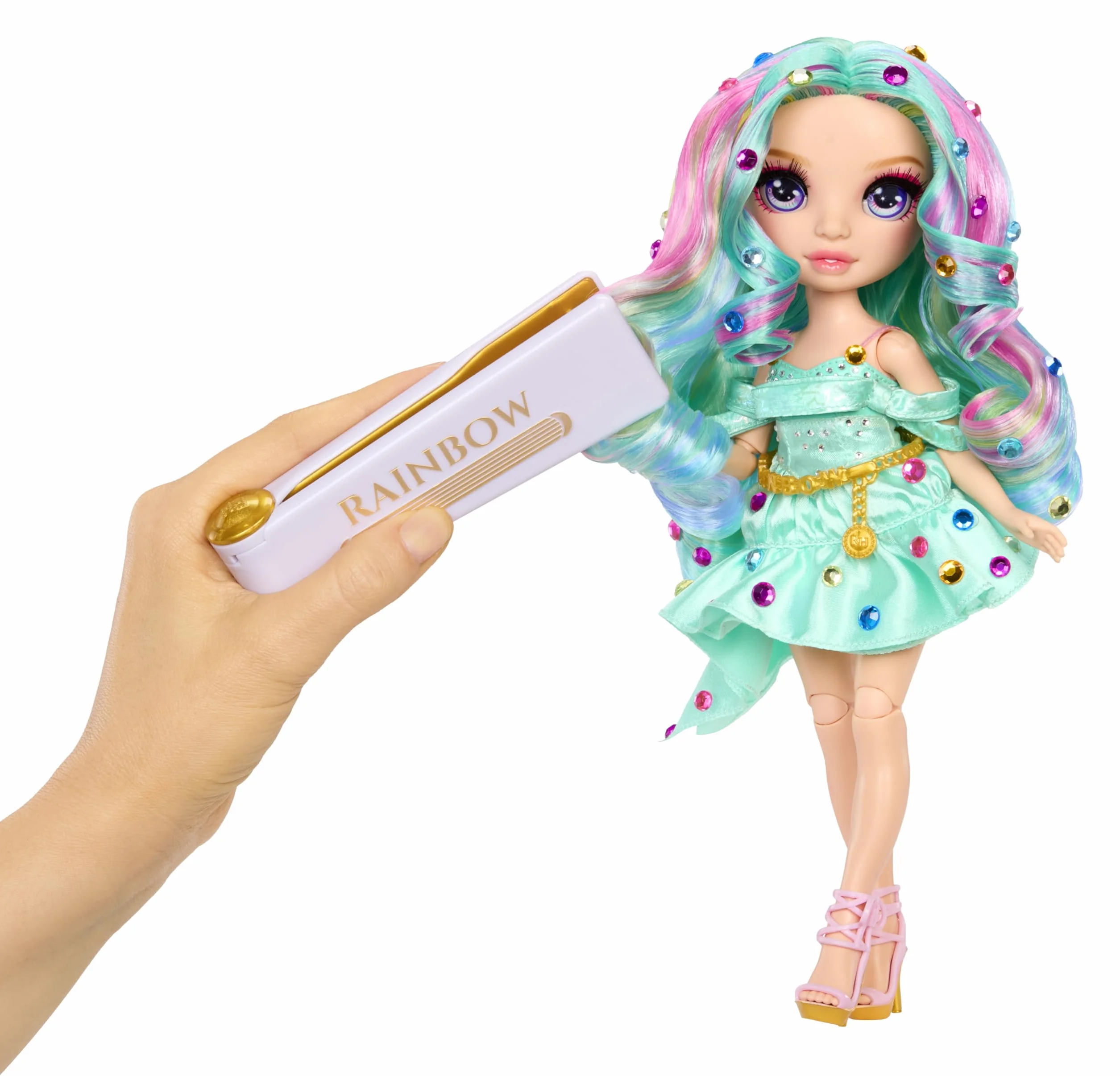 Rainbow High Be Dazzling - Celine Turquoise - 28 cm Turkusowa Modna Lalka z Narzędziem do Ozdabiania, Błyszczącymi Kryształkami i Akcesoriami do Stylizacji
