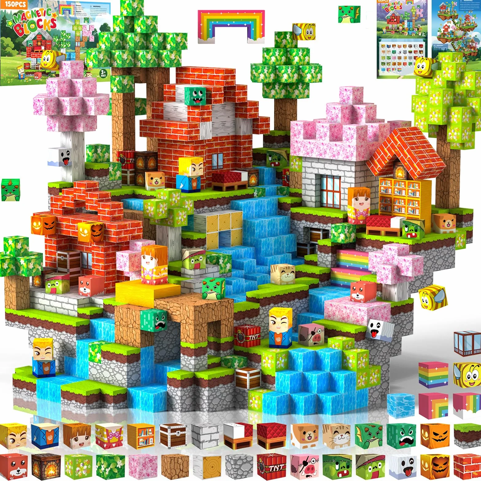 Klocki Magnetyczne 150 PCS 2CM, 3+ Zabawki sensoryczne STEM Montessori, Magnetyczne Klocki dla 3 4 5 6 7 8 9 10 11 12 8-12 lat Chłopcy i dziewczynki Prezenty urodzinowe