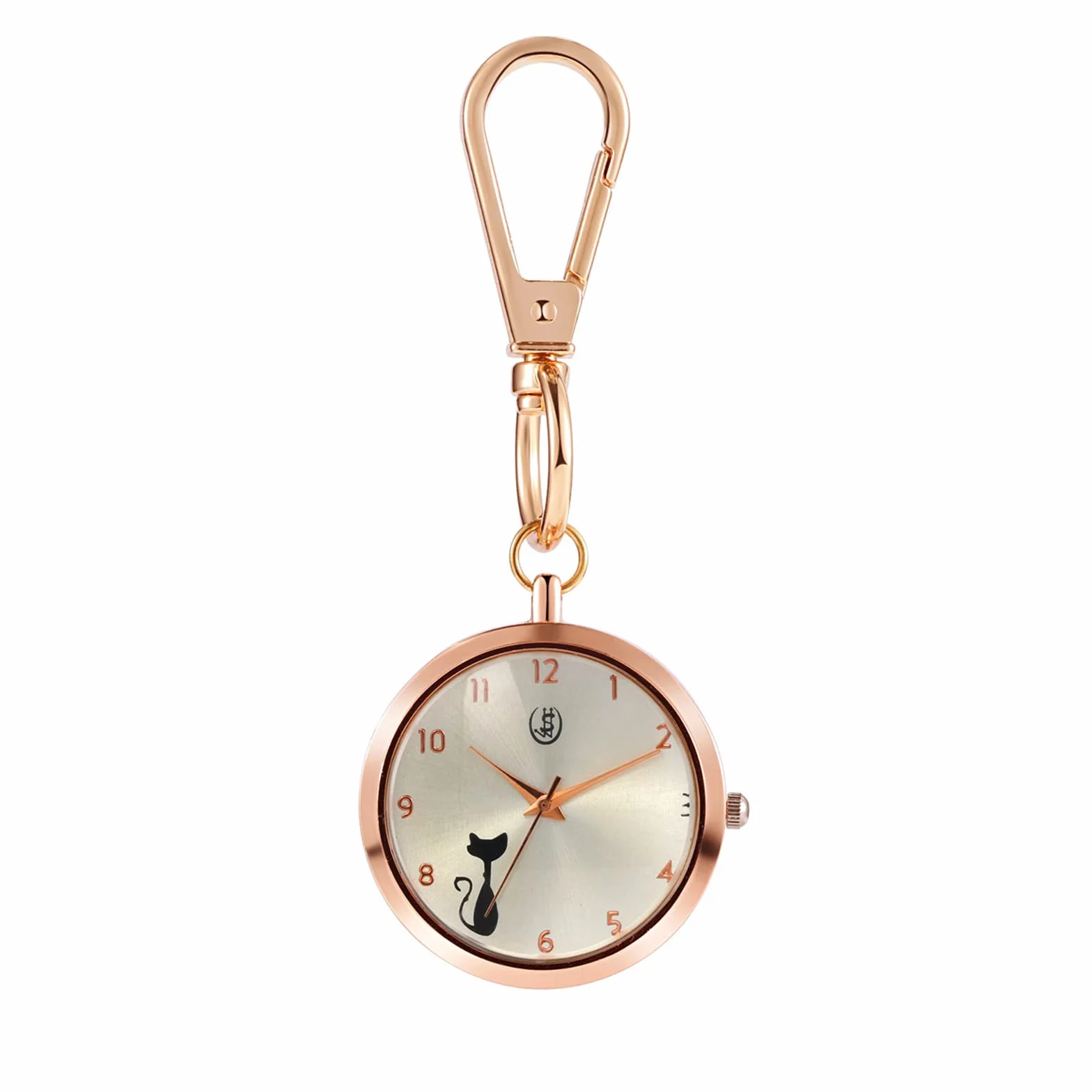 JewelryWe Nowość breloczek zegarek uroczy kot zwierzę brelok kwarcowy zegarek kieszonkowy FOB Clip-on Watch, dla mężczyzn kobiet, a, Nowoczesny