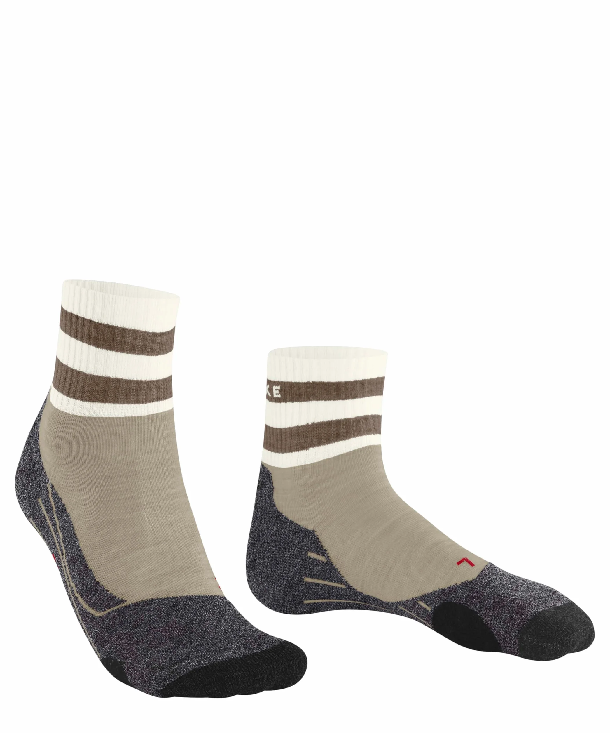 FALKE Kobiety Skarpety do wędrówek TK2 Explore Short W Sso wełna materiał funkcyjny przeciw pęcherzom grube 1 Para, Beżowy Beige Melange 4043, 37-38