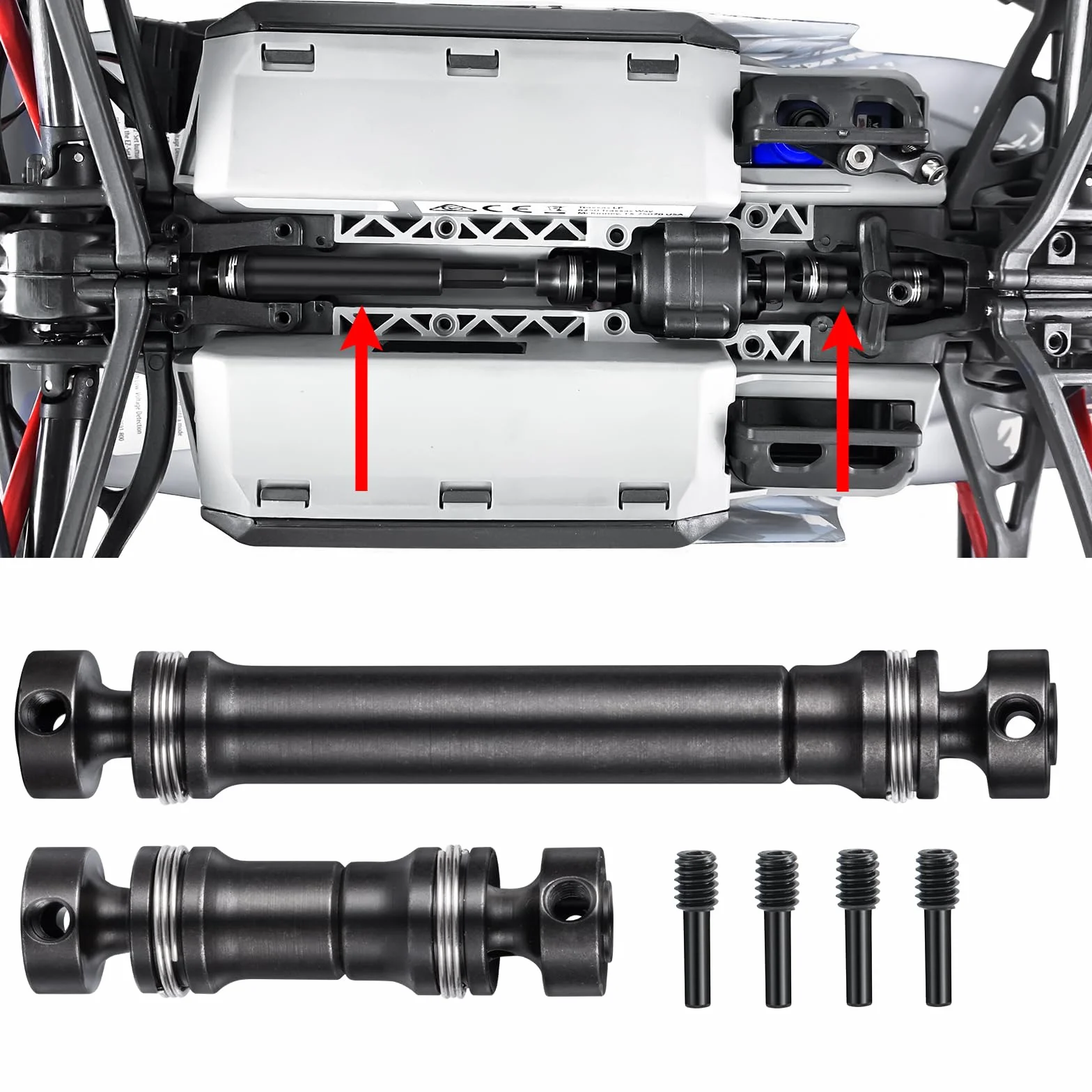 Runup 2 szt. stalowe wały napędowe CVD napęd metalowy przód + tylny trzpień do TRA-XXAS Mini E-REVO 1/16 E Revo Summit RC Crawler Car (czarny)