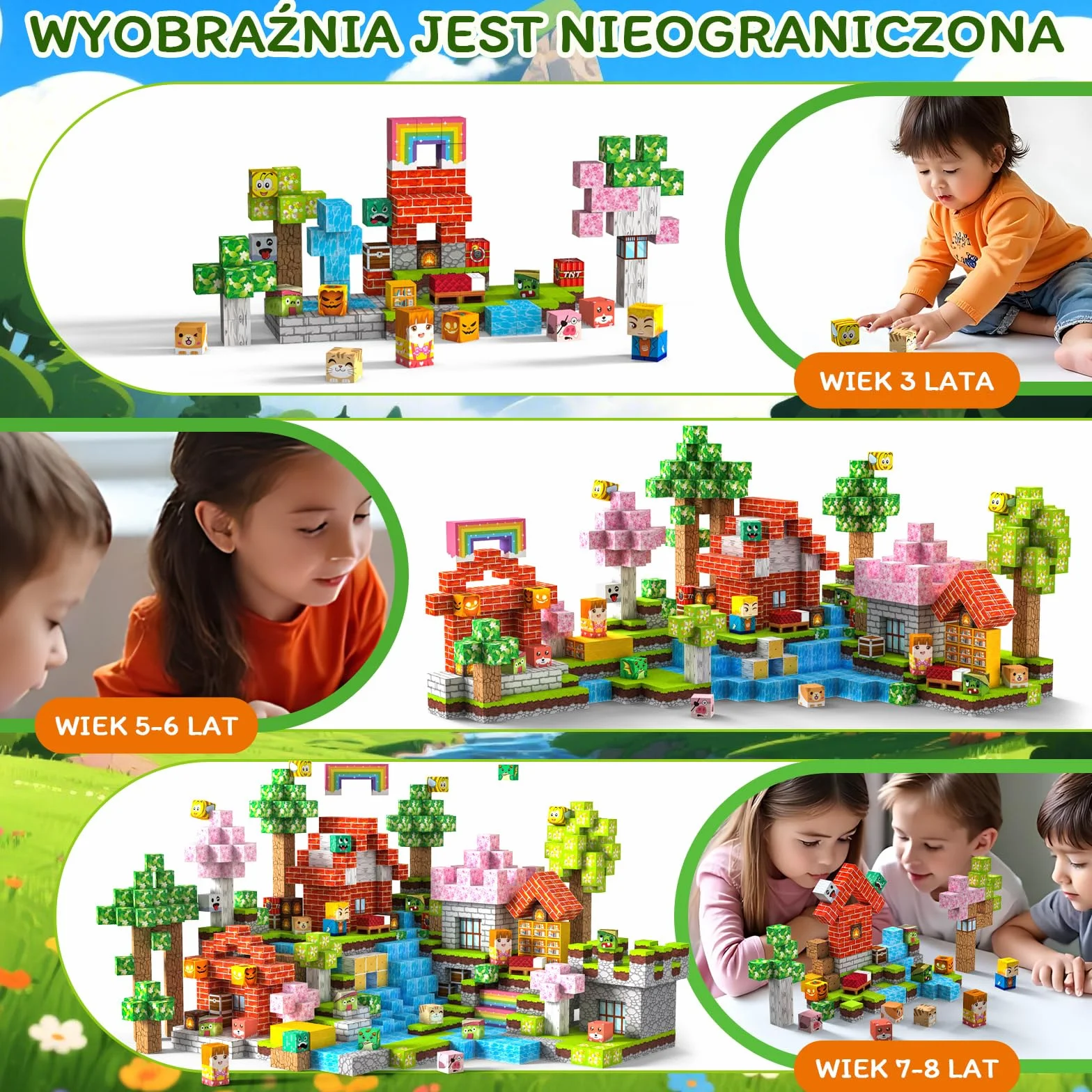 Klocki Magnetyczne 150 PCS 2CM, 3+ Zabawki sensoryczne STEM Montessori, Magnetyczne Klocki dla 3 4 5 6 7 8 9 10 11 12 8-12 lat Chłopcy i dziewczynki Prezenty urodzinowe