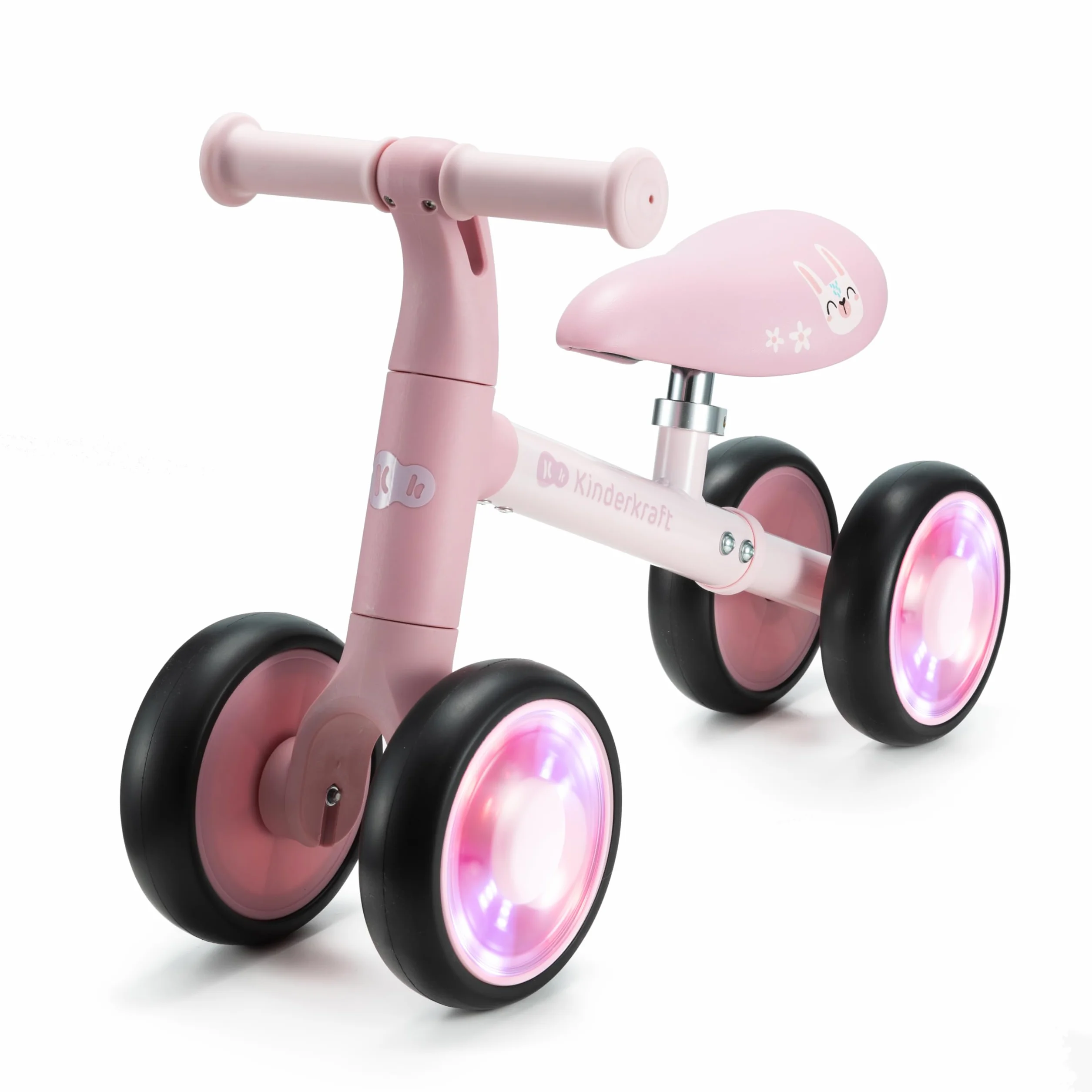 Kinderkraft CUTIE FLASH rower edukacyjny dla dzieci, bez pedałów, koła z diodami LED, nowoczesny design, bezpieczna konstrukcja, dla dzieci od 1 roku życia, różowy