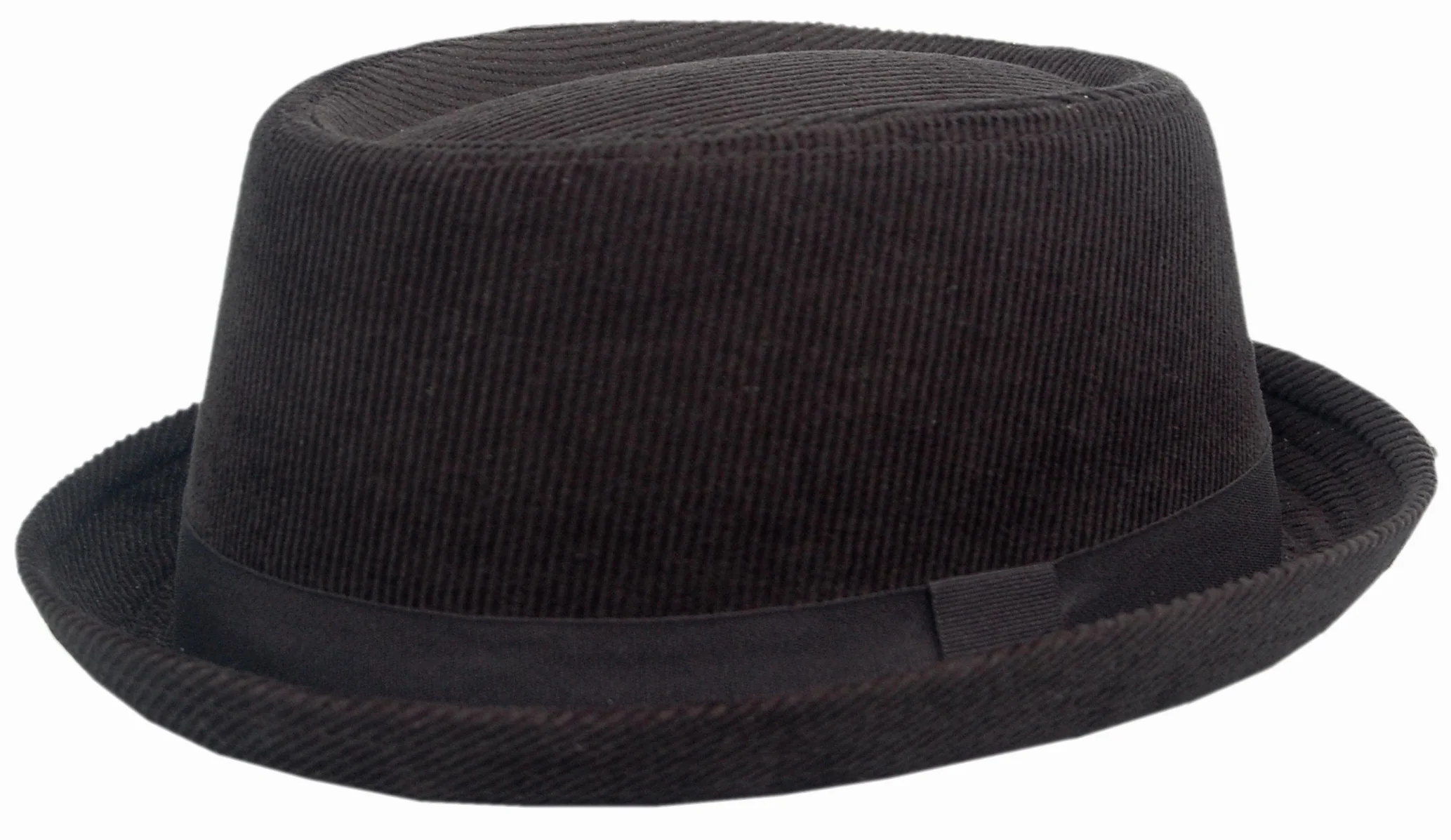CORD PORK PIE HUT VINTAGE SKA Porkpie, Rocky Breaking Bad Hackman kapelusz, PP06 (57), czarny, 57
