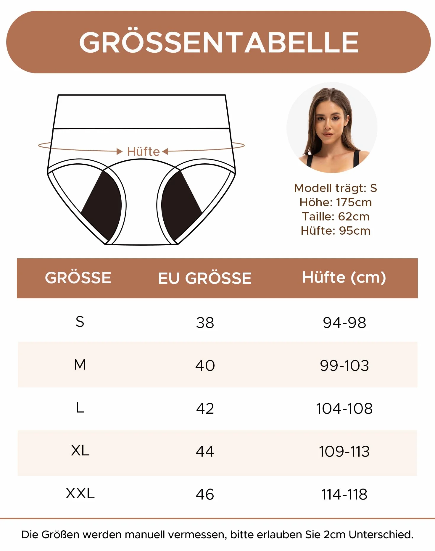 INNERSY Majtki menstruacyjne damskie z wysokim stanem, z wysoką talią, majtki menstruacyjne, 3 szt