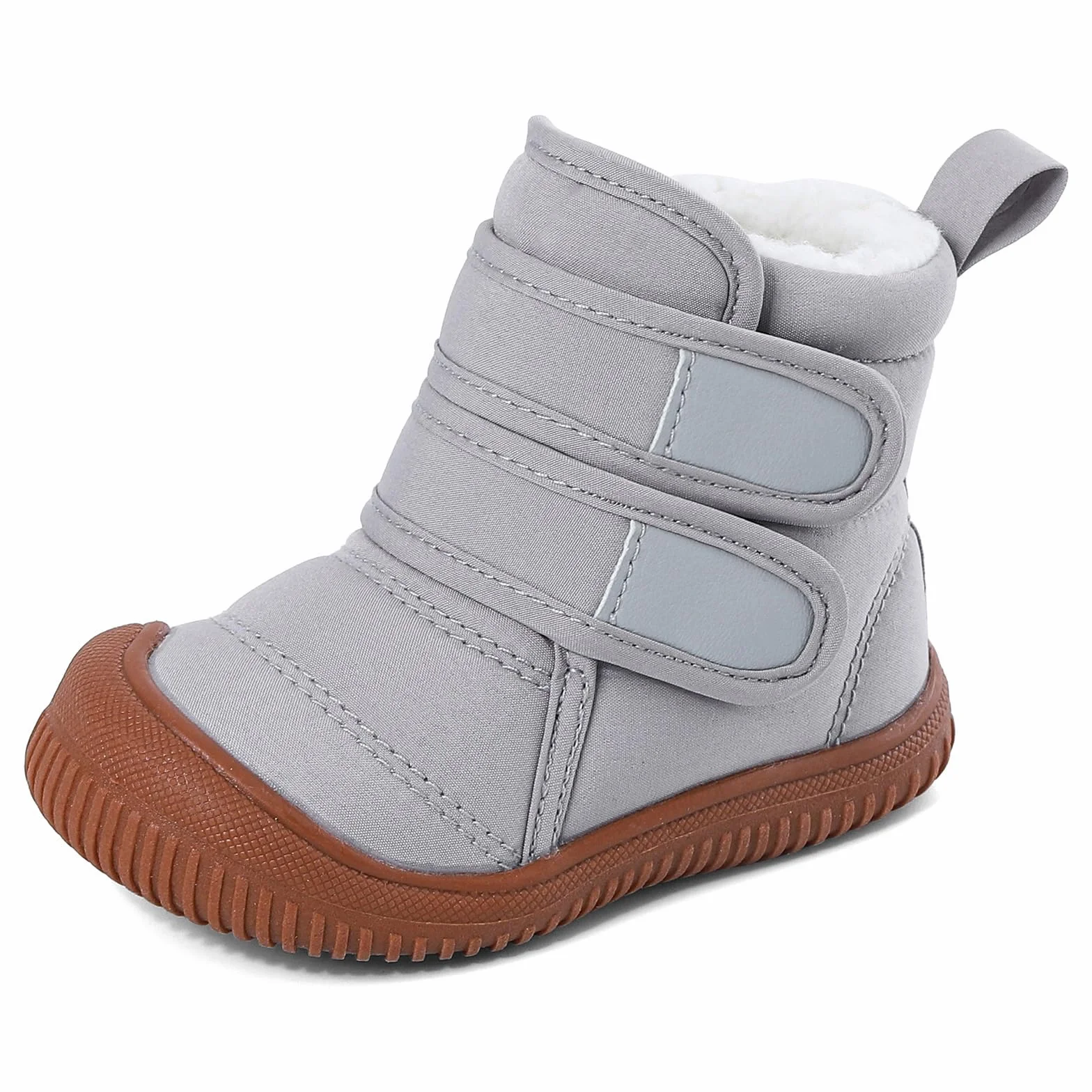 MASOCIO Buty zimowe dla chłopców i dziewczynek, małe dzieci, buty zimowe, pluszowe, płaskie, gumowe, antypoślizgowe, rozmiar 19-27 EU