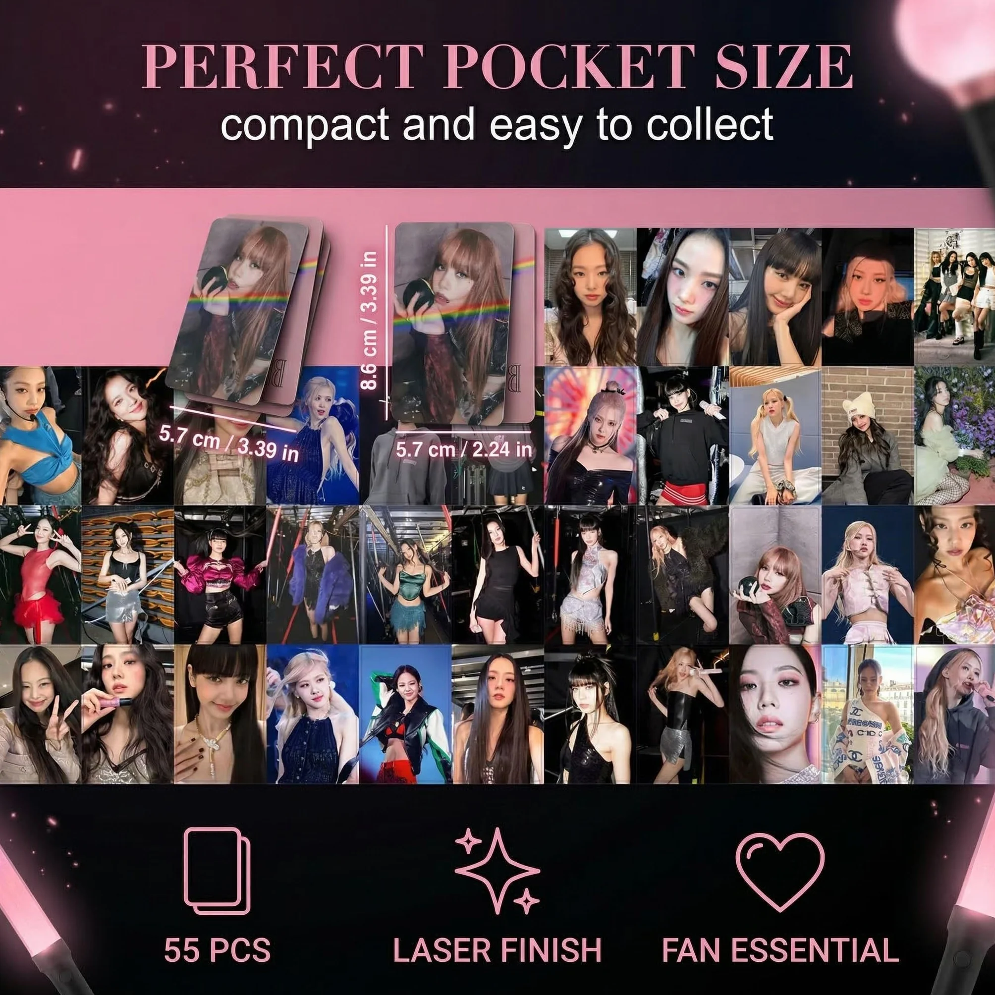 Zestaw 55 fotokardów BP z 40 naklejkami, kartami fanowskimi artystycznymi, kolekcja prezentów na albumy i dekoracje, Kpop Merch prezenty dla fanów