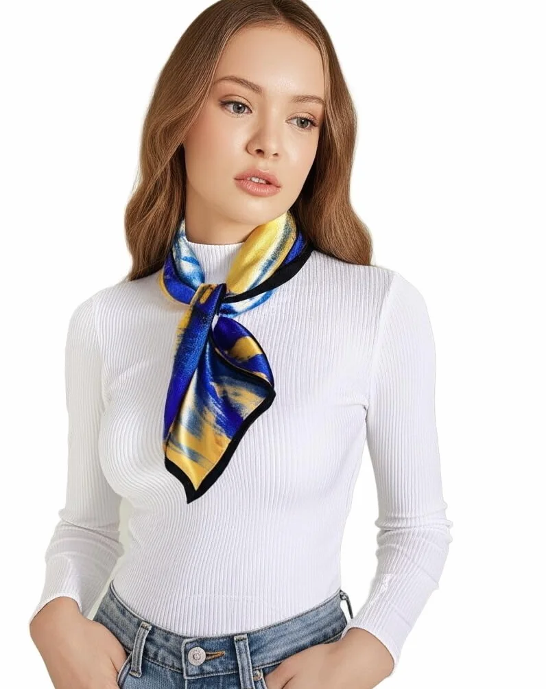 APASZKA STYLÓWKA 100% JEDWAB NATURALNY MORWOWY JEDWABNA CHUSTA MARKA JAKOŚĆ Q 53x53 cm LDS5503