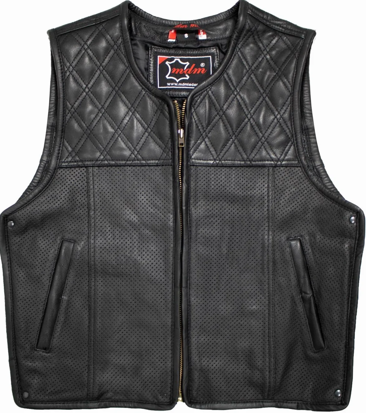 Kamizelka skórzana męska Biker – Skóra naturalna bydlęca – Styl klubowy motocyklowy – Hunter Club MDM9195