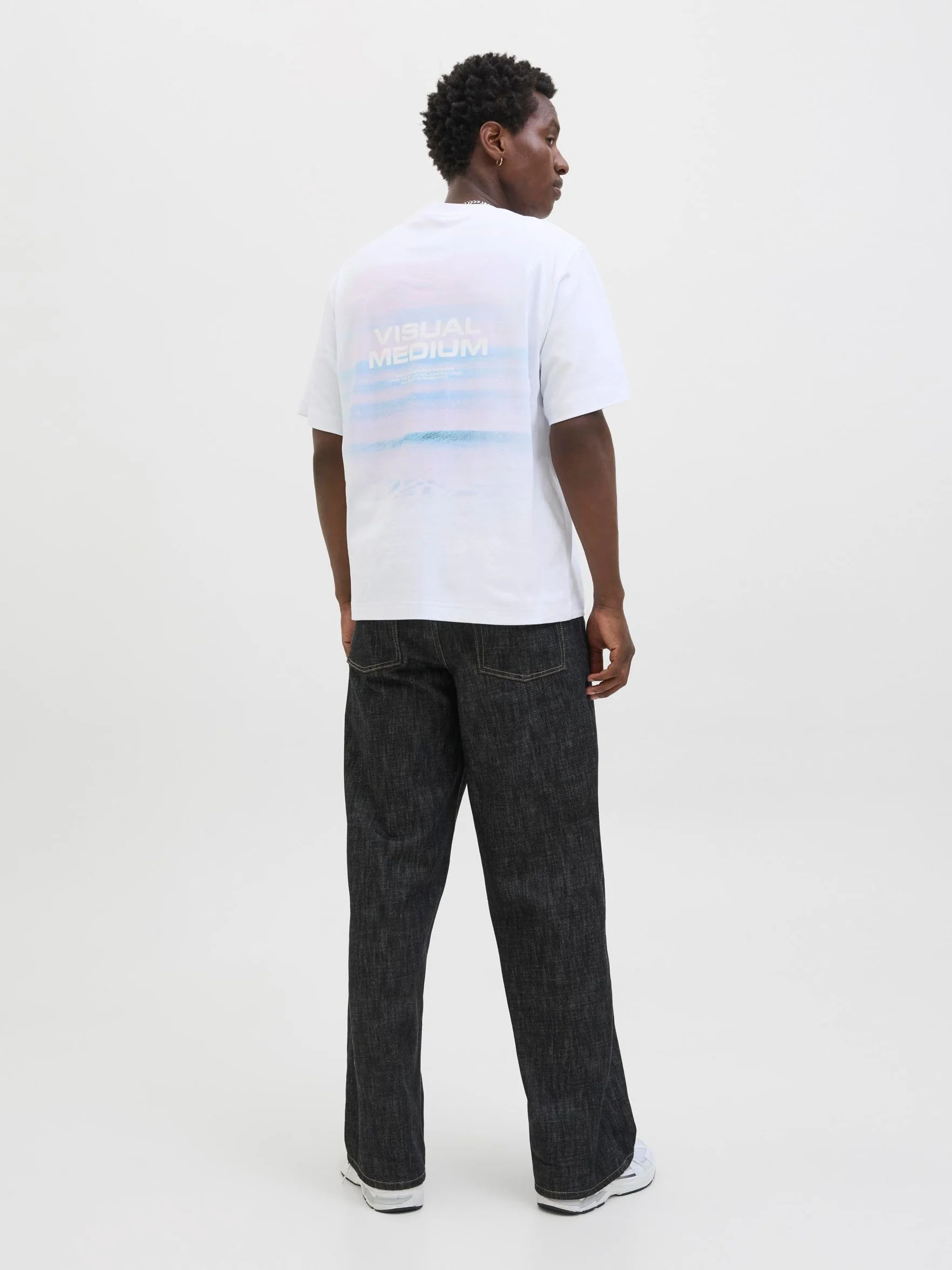 JACK & JONES Męska koszulka Jcosago Photo Back Tee SS Crew Neck, Bright White, M