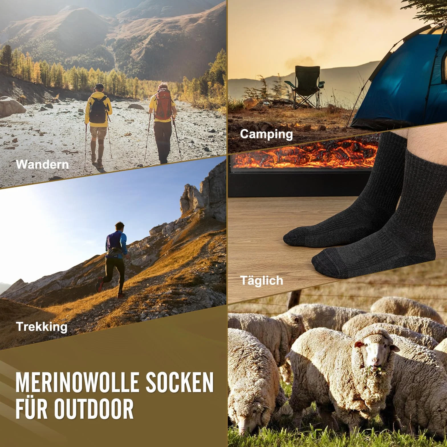 FORVEVO Skarpety trekkingowe z merynosów, męskie i damskie, 3 pary, 60% wełniane skarpety męskie, wyściełane, termiczne skarpety zimowe, skarpety sportowe do trekkingu i aktywności na świeżym