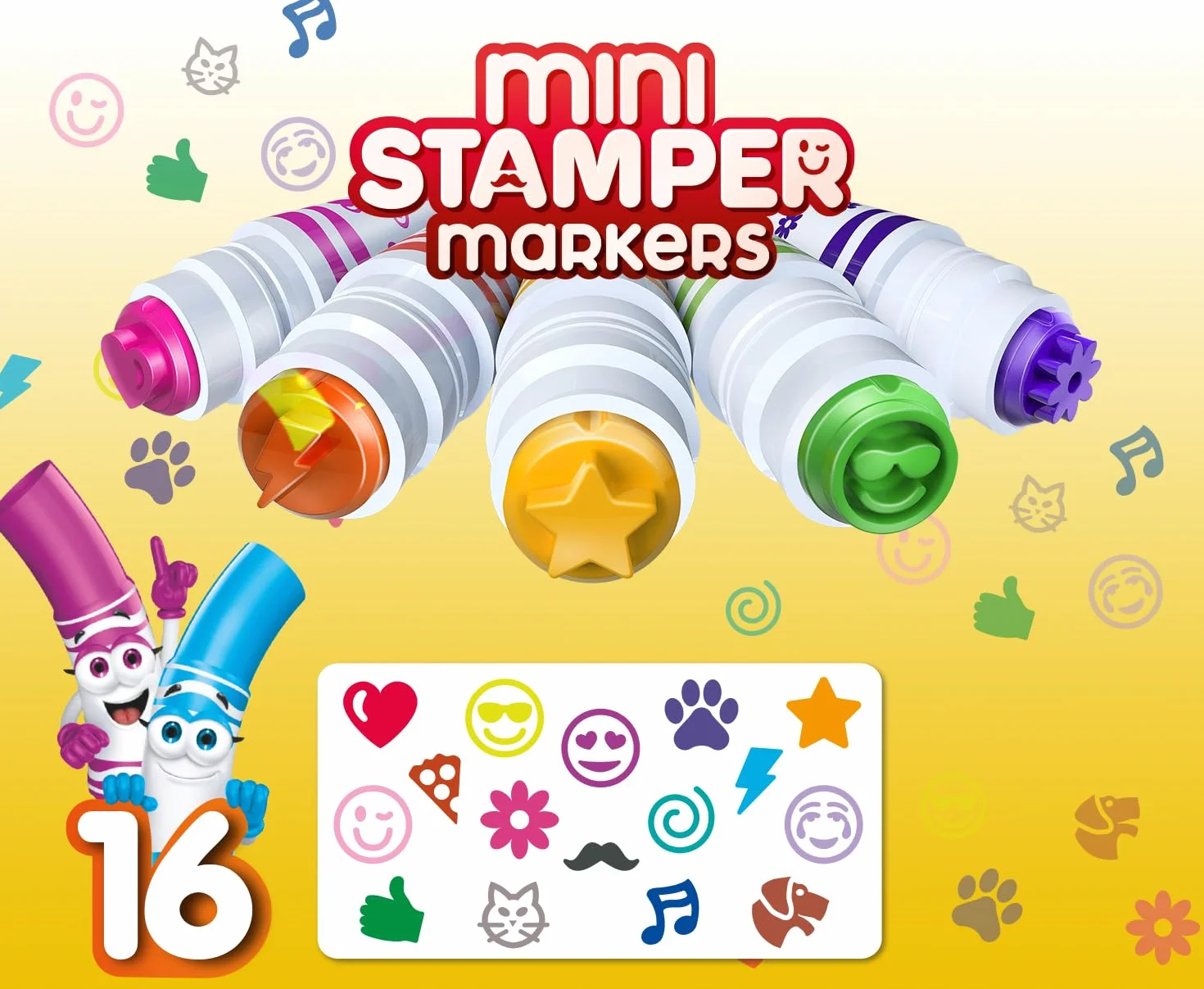 CRAYOLA - 16 zmywalnych markerów ze stemplem Pip Squeaks, różne kolory, do szkoły i w czasie wolnym od 3 lat