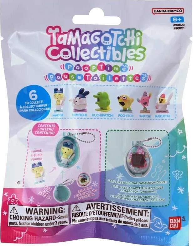 Tamagotchi Collectibles Series 1 Figurki czasowe na kupę, 1 z 6 postaci do zebrania, z gablotą i naklejką, wiek od 6 lat
