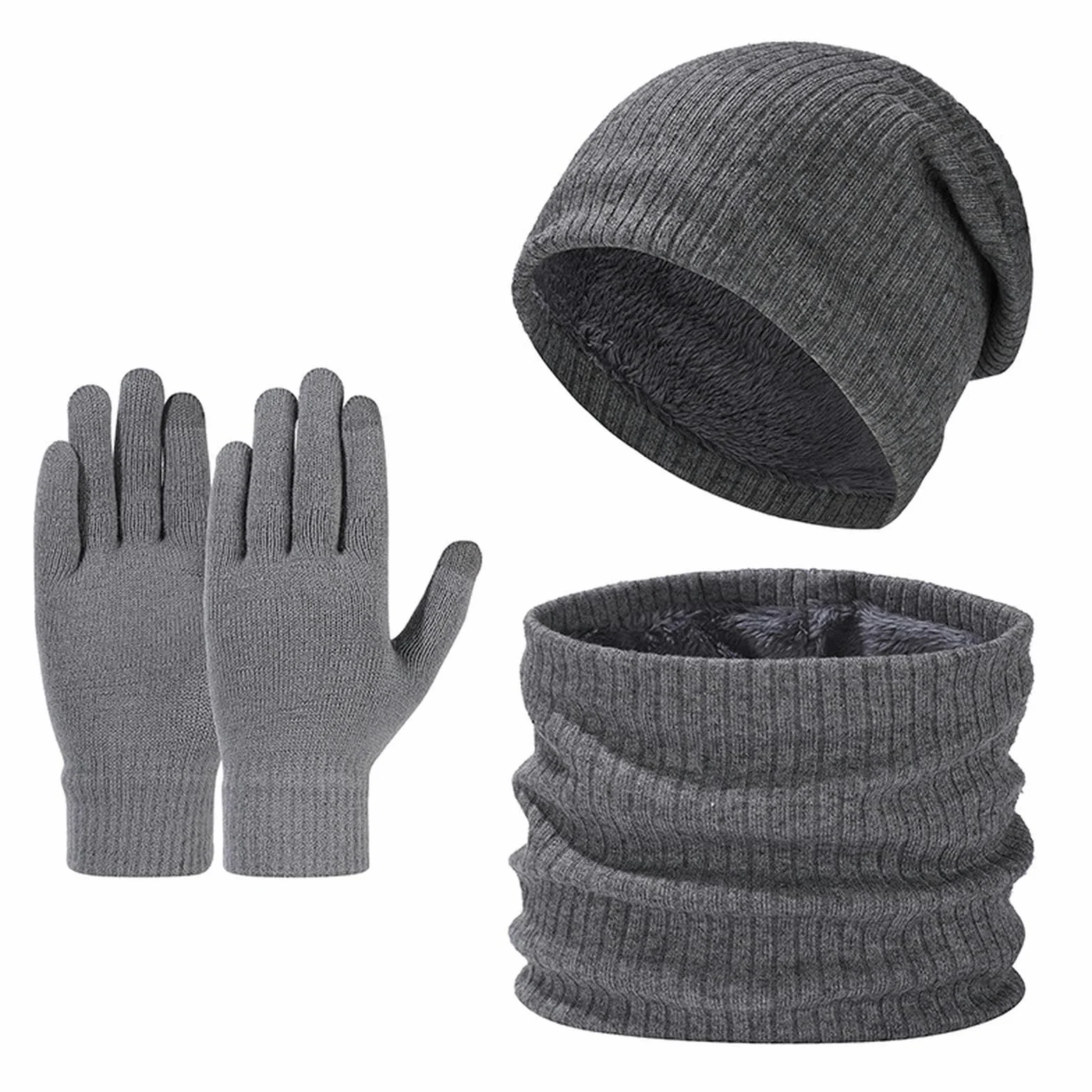 czapka szalik i rękawiczki zestaw damski kapelusz szalik rękawiczki zestaw, damski i męski 3 w 1 zimowy ciepły dzianinowy zestaw z dzianinową czapką beanie rękawiczki z ekranem dotykowym
